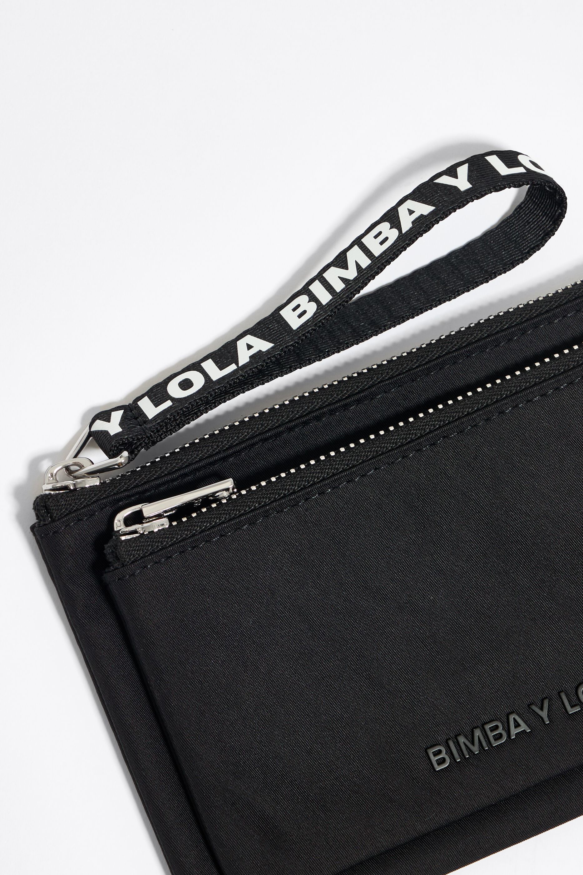 Black nylon double purse