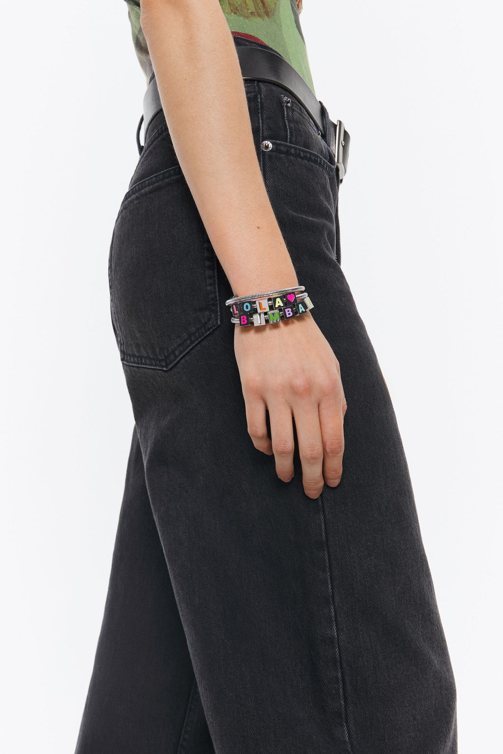 Silver coil chain Logo bracelet