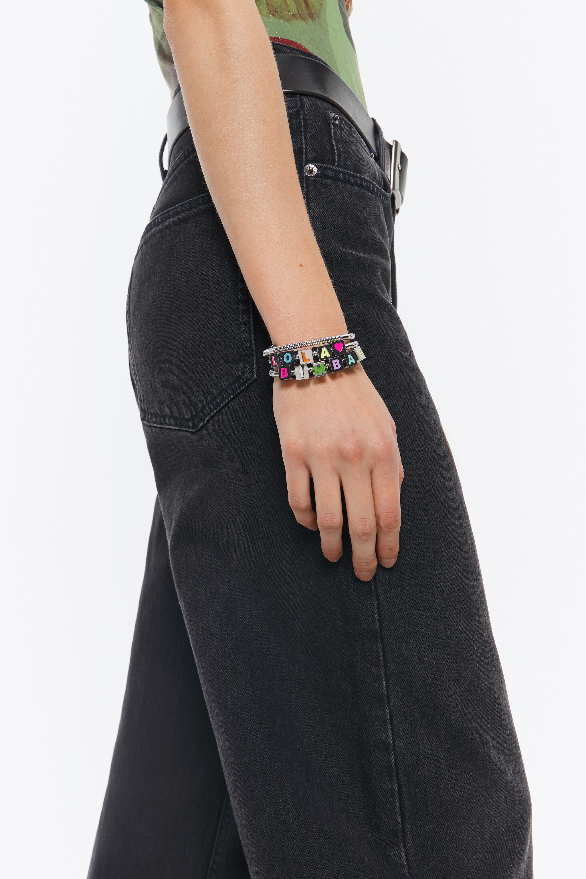 Silver coil chain Logo bracelet