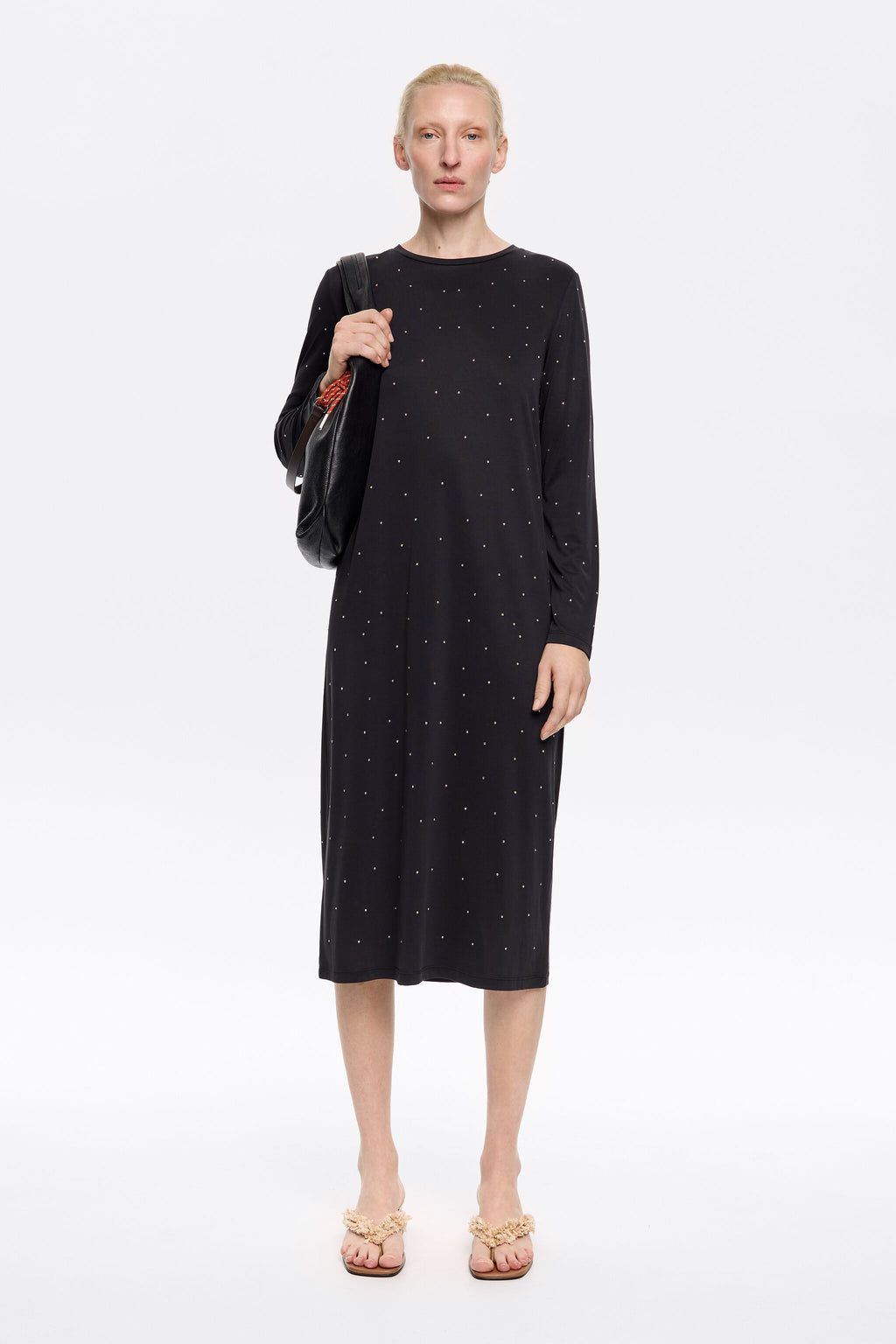 Flowing dress anthracite glitter