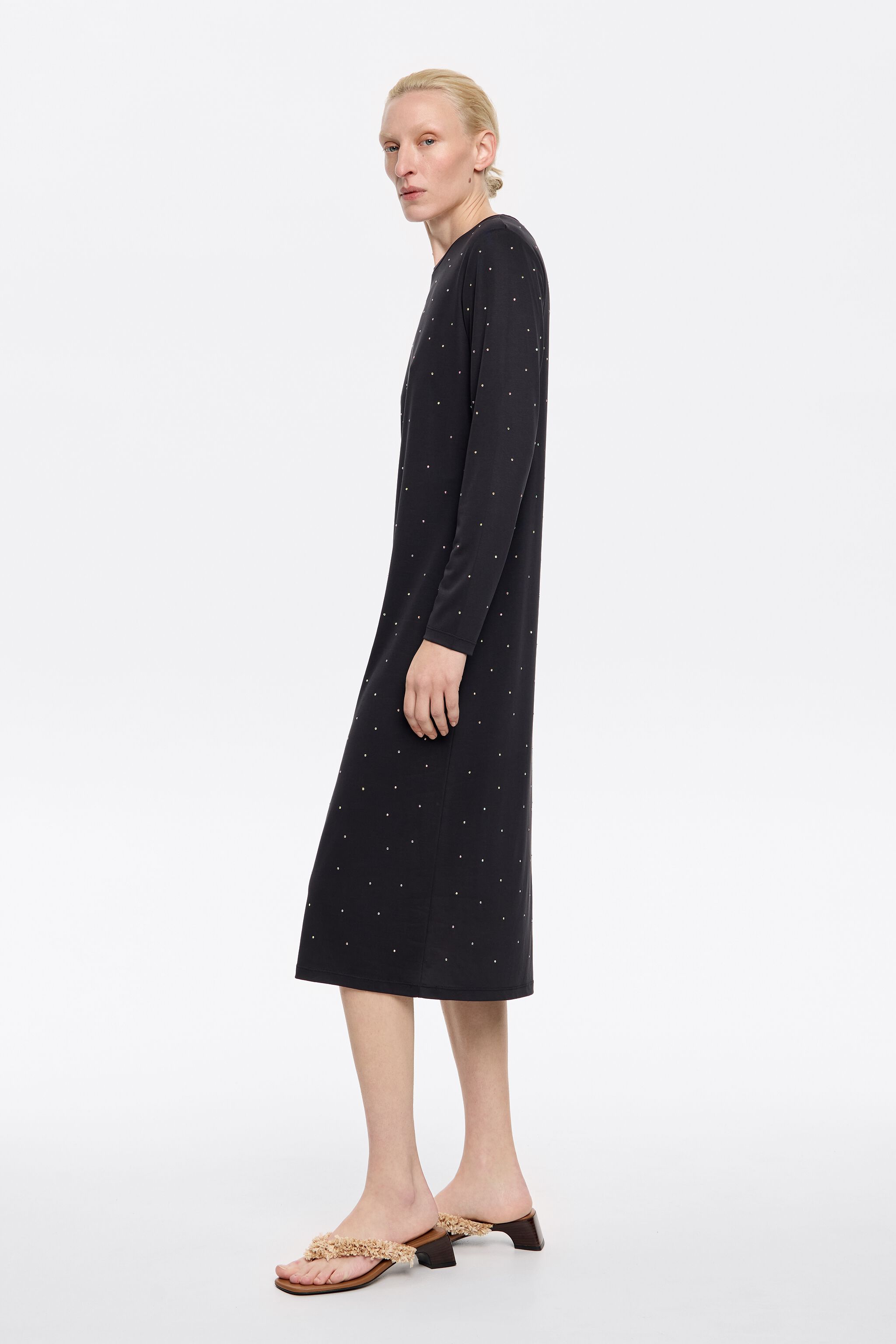 Flowing dress anthracite glitter