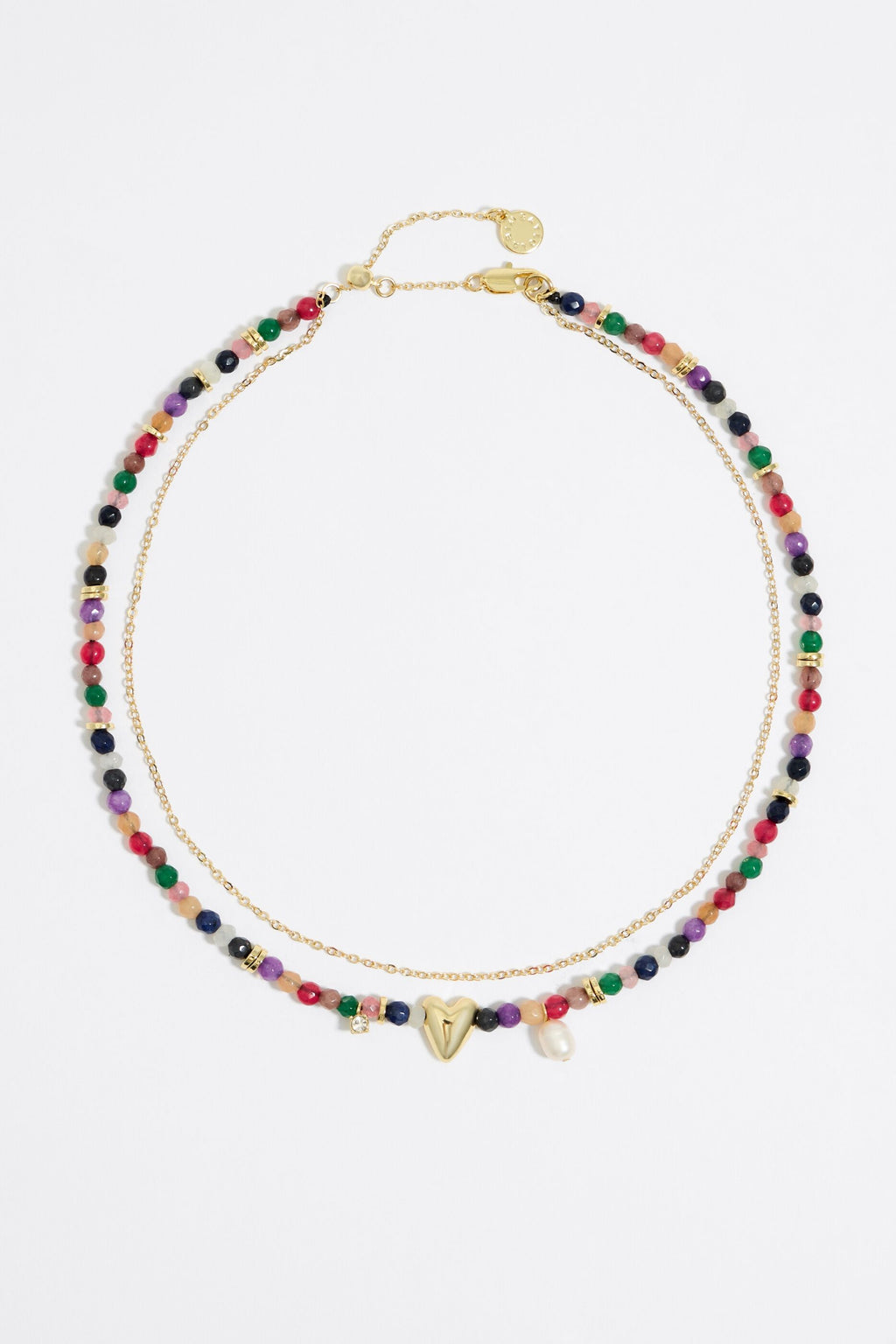 Golden heart and stones necklace