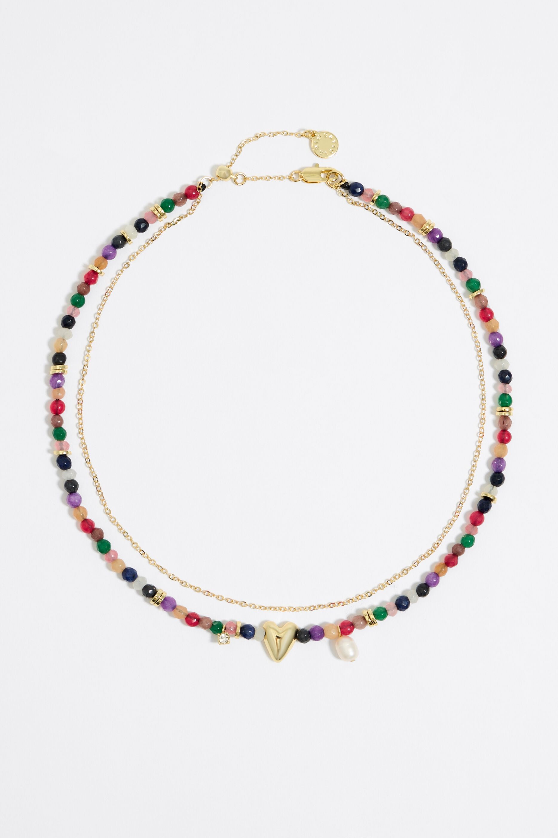 Golden heart and stones necklace