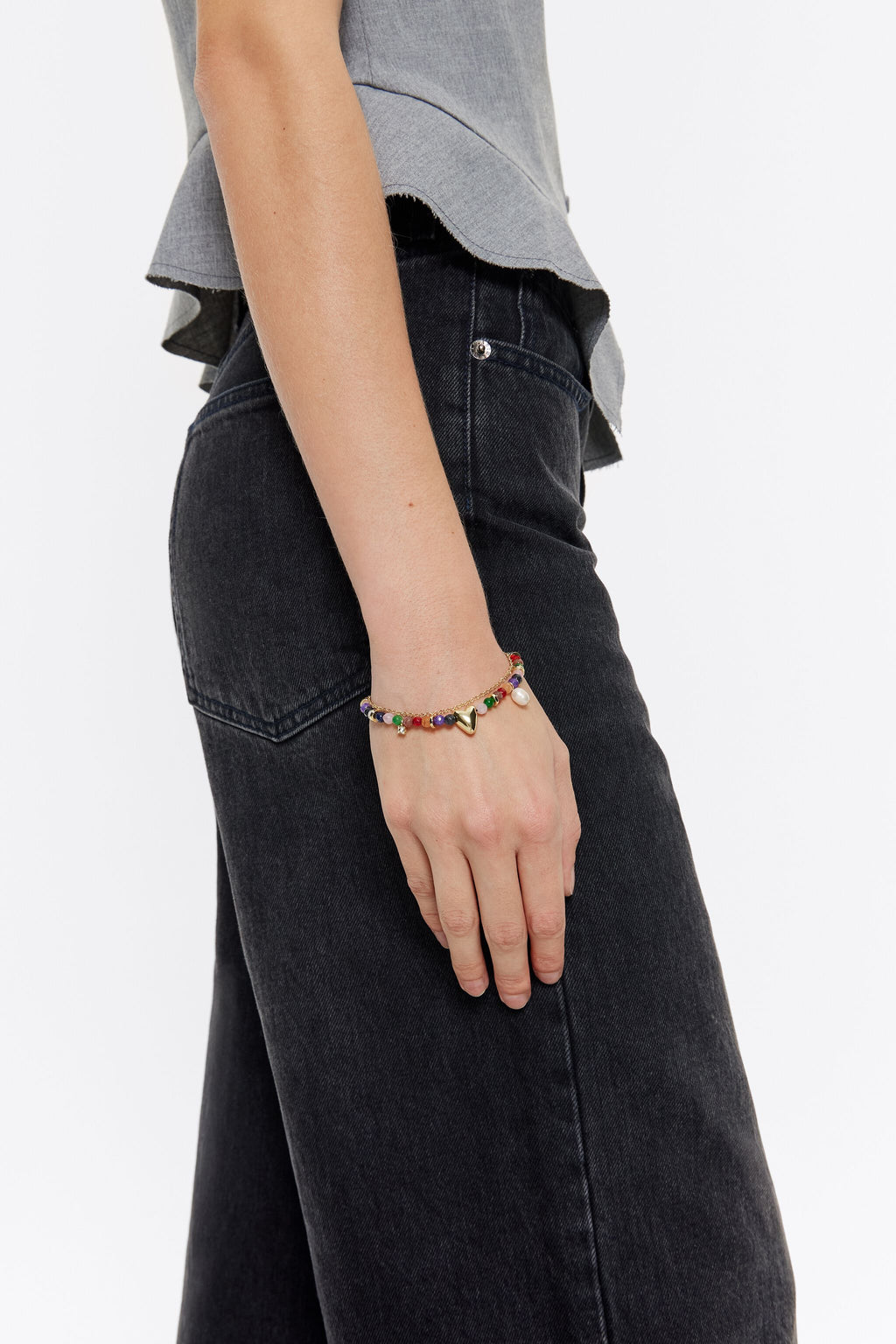 Golden heart and stones bracelet