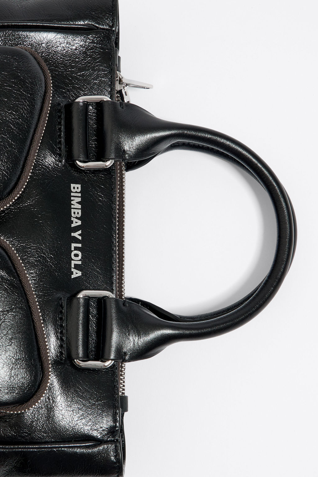 Medium black leather Pocket tote bag