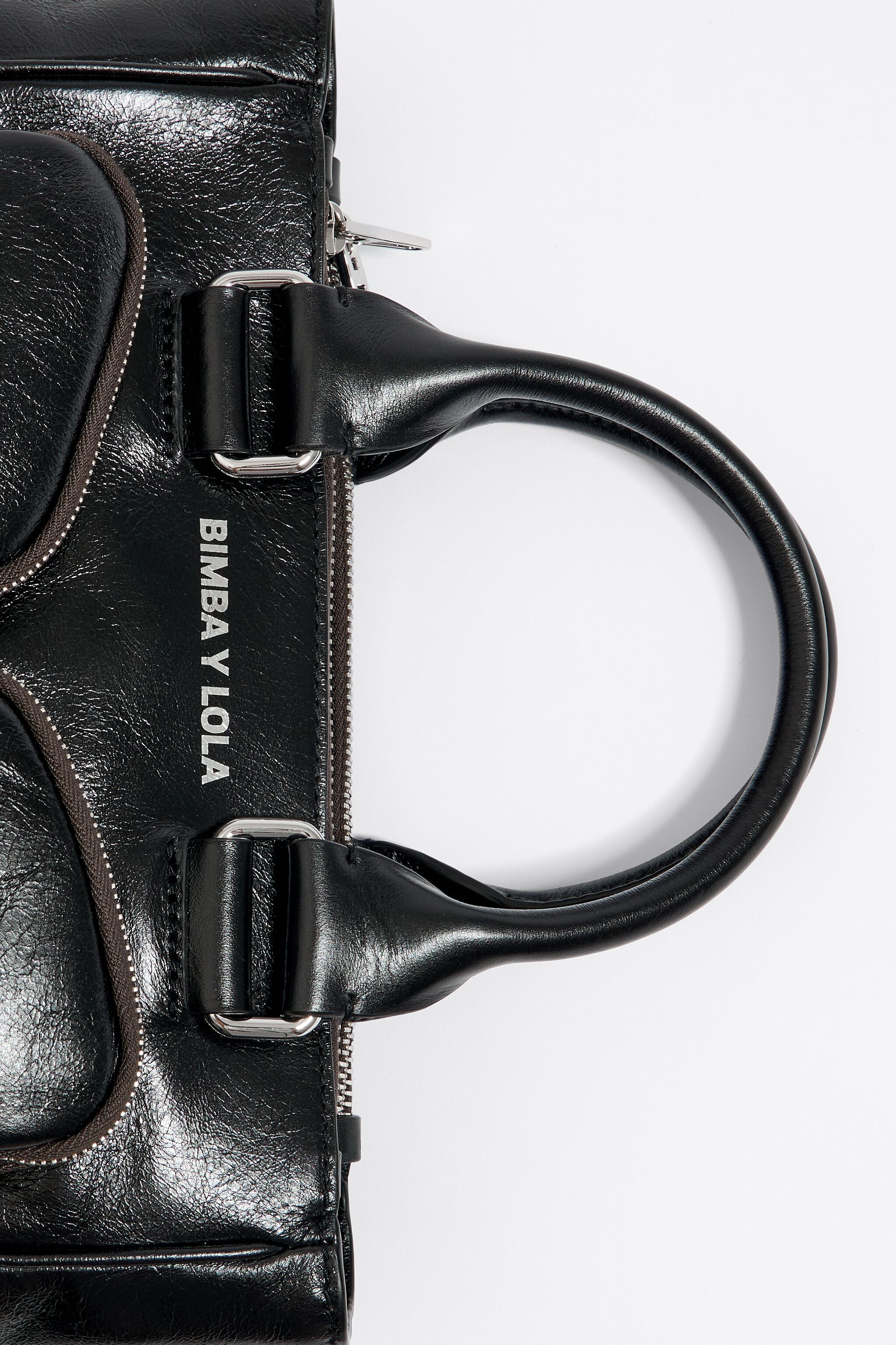 Medium black leather Pocket tote bag