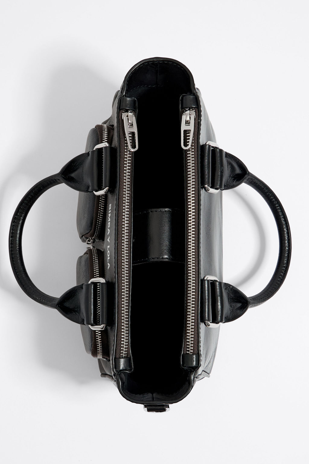 Medium black leather Pocket tote bag