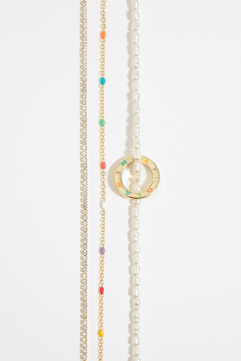 Multicolor crystals logo necklace