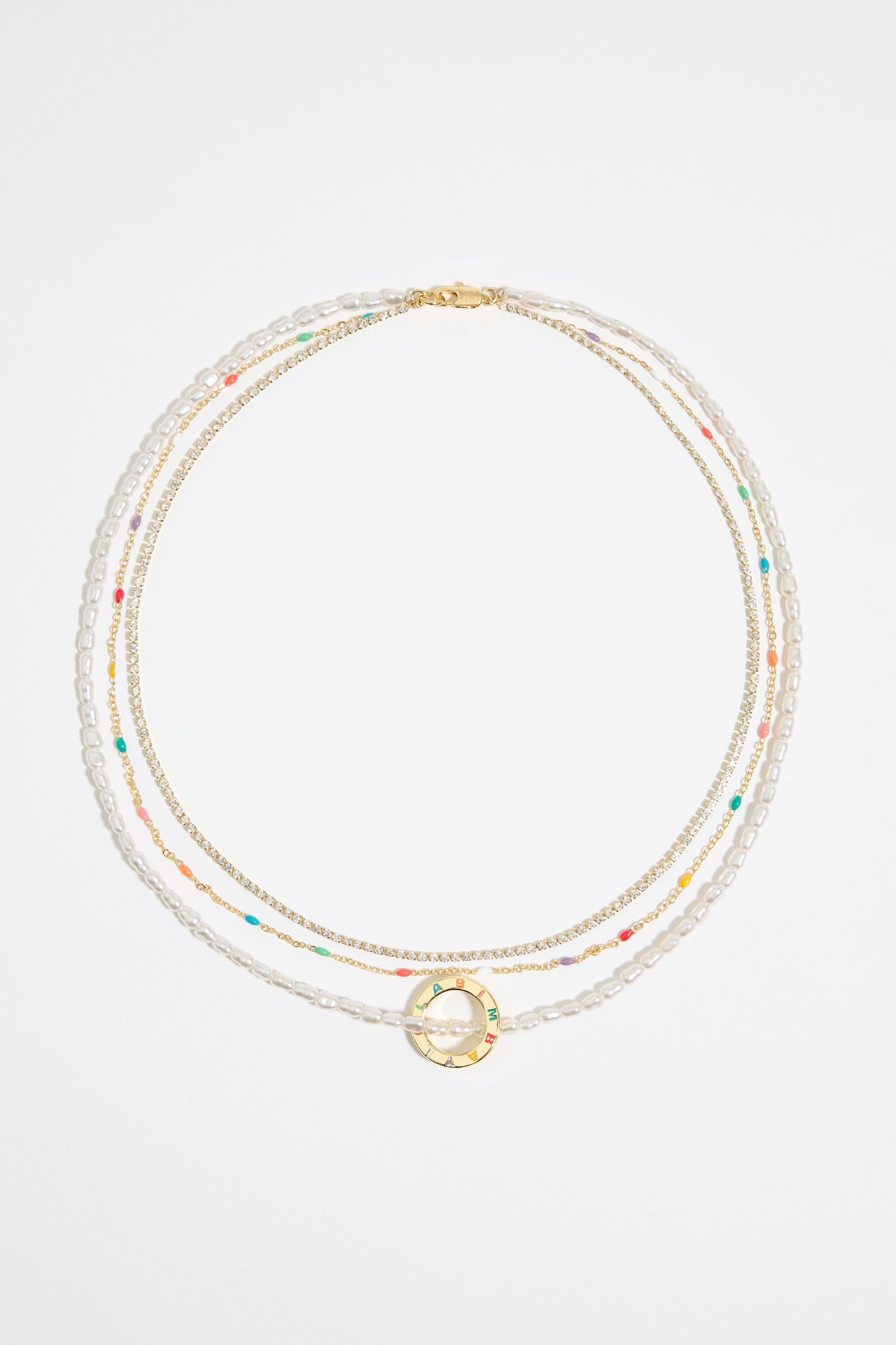 Multicolor crystals logo necklace