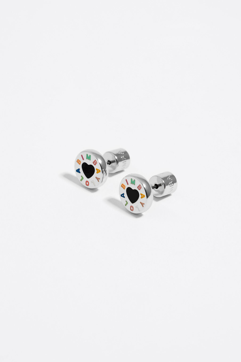 Silver heart logo earrings