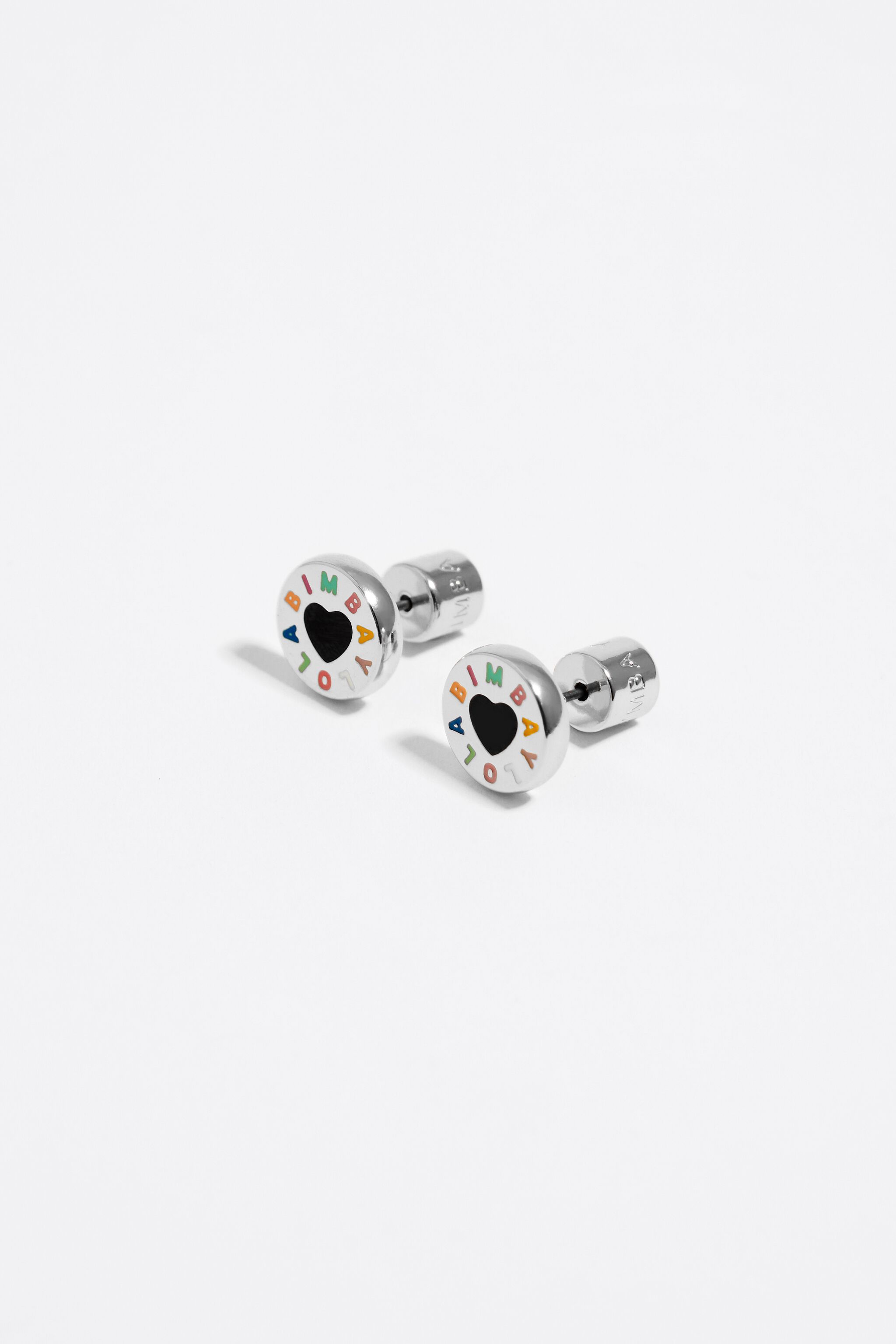 Silver heart logo earrings