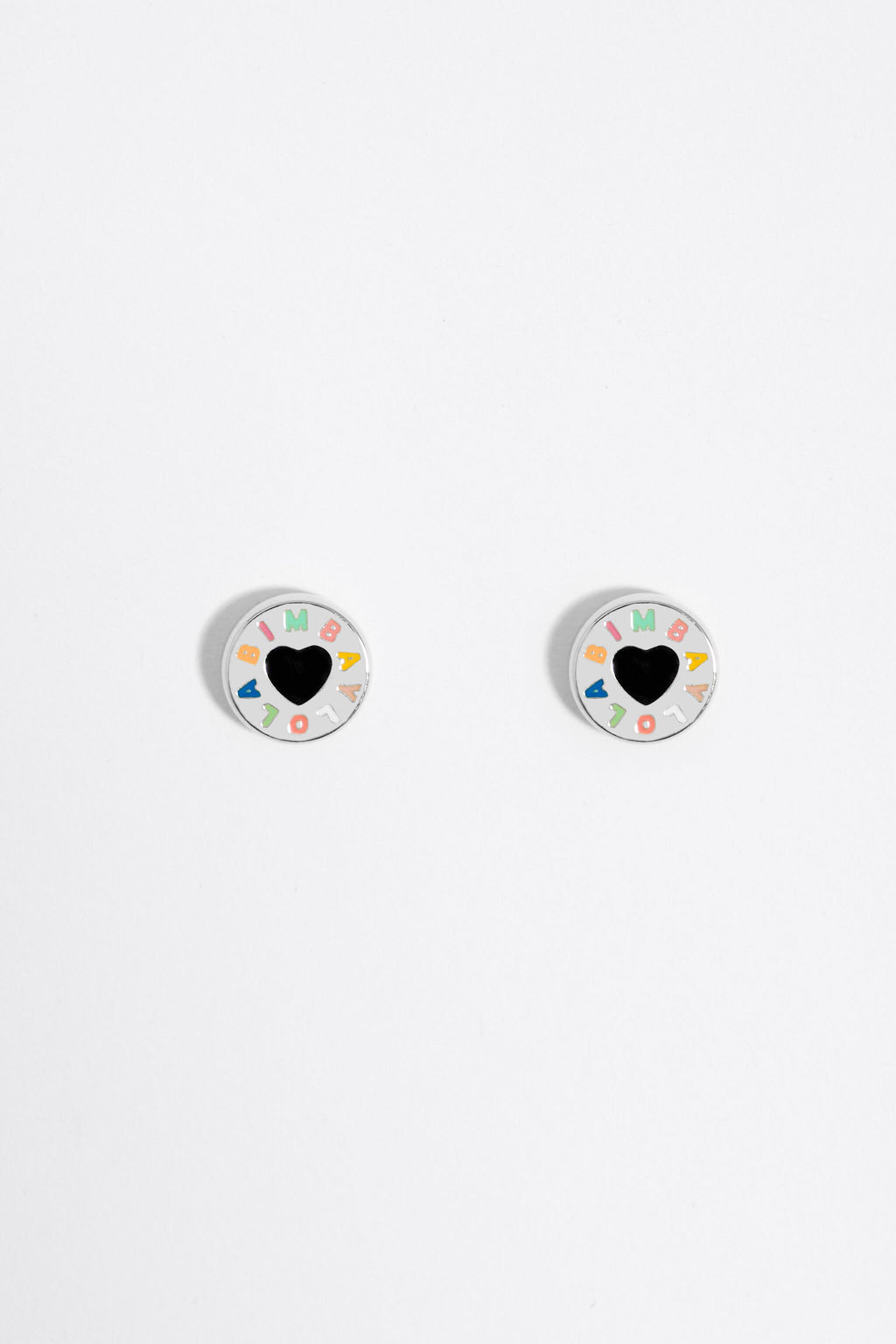 Silver heart logo earrings