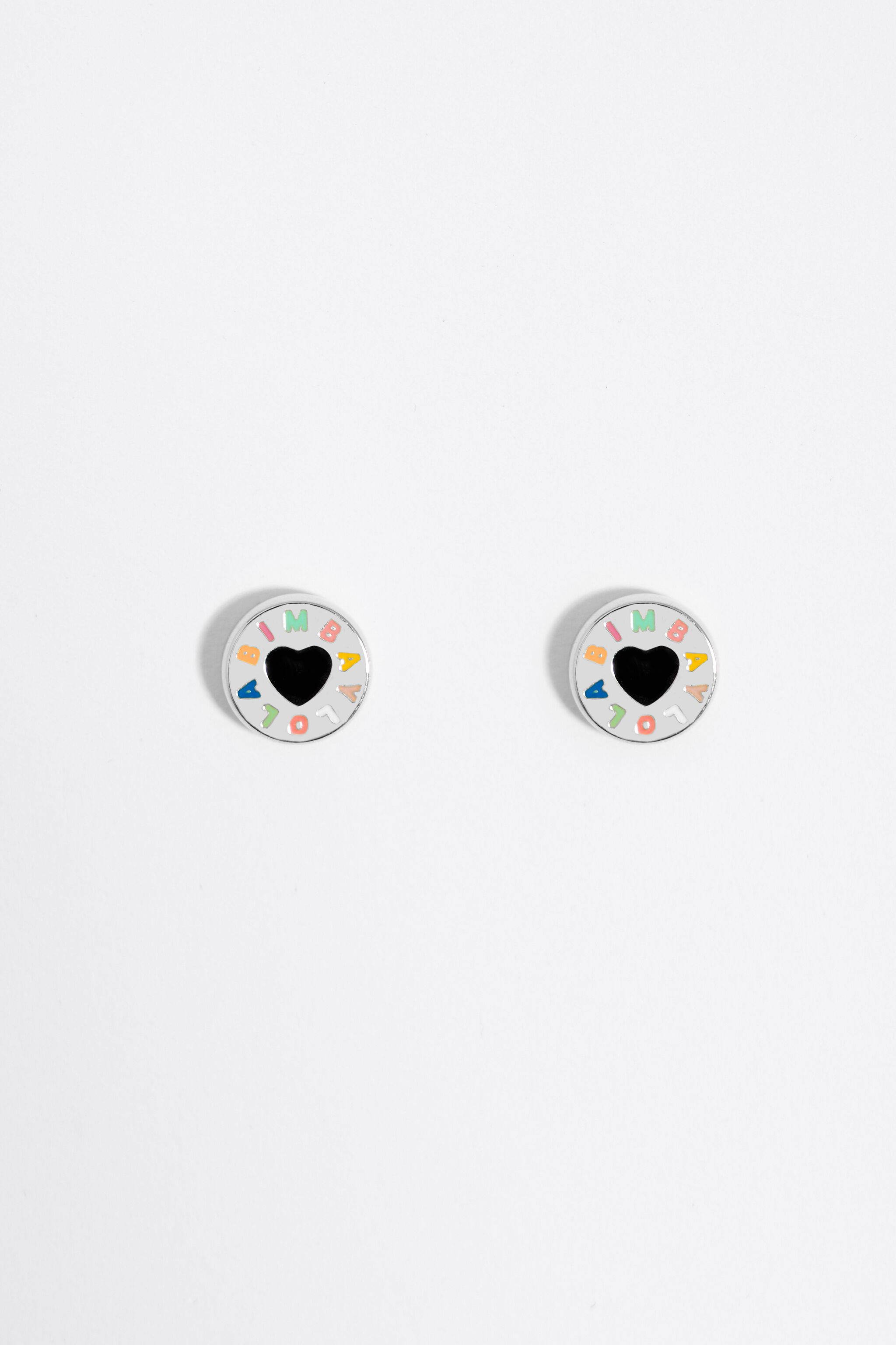 Silver heart logo earrings