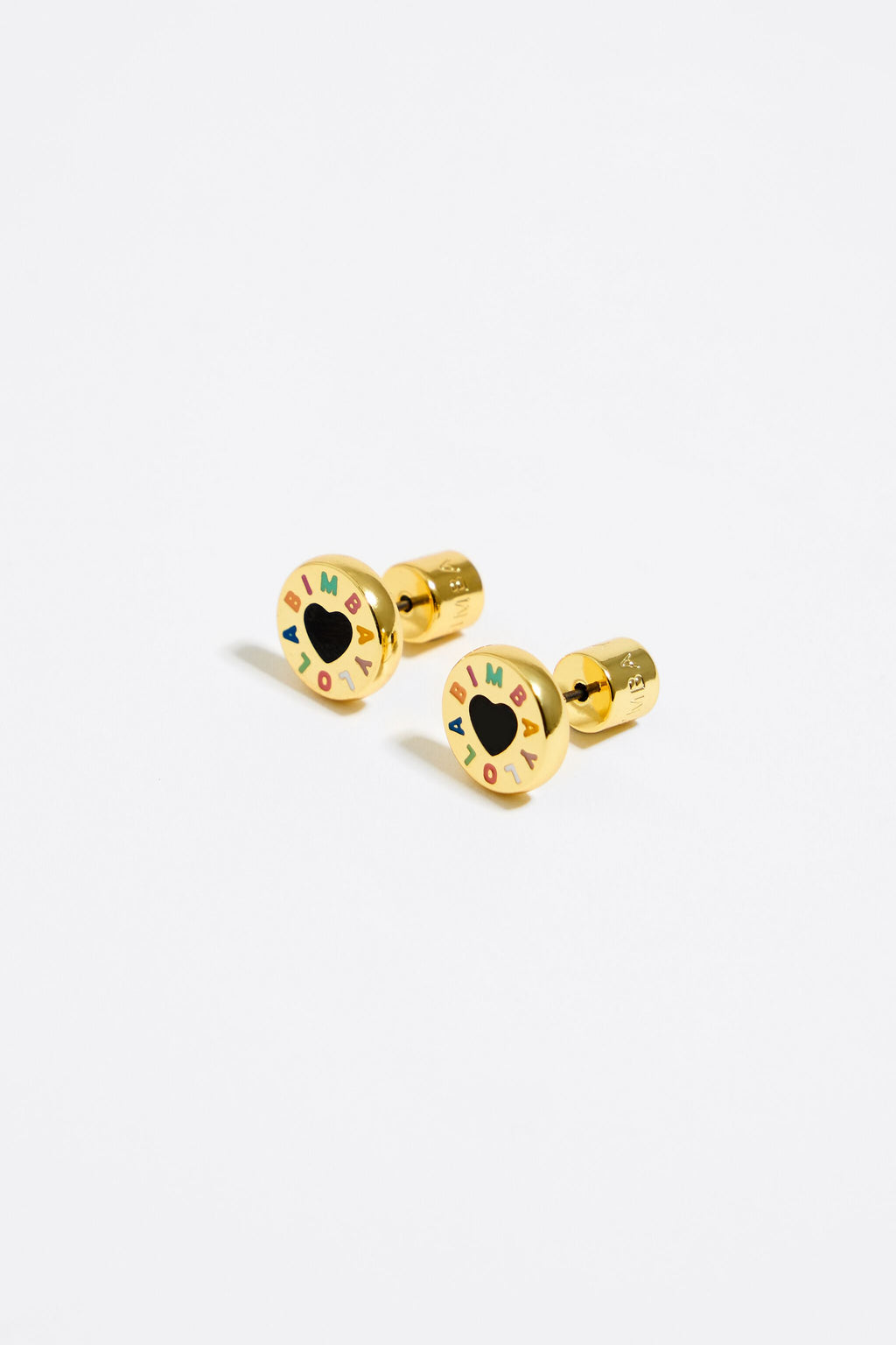 Golden heart logo earrings