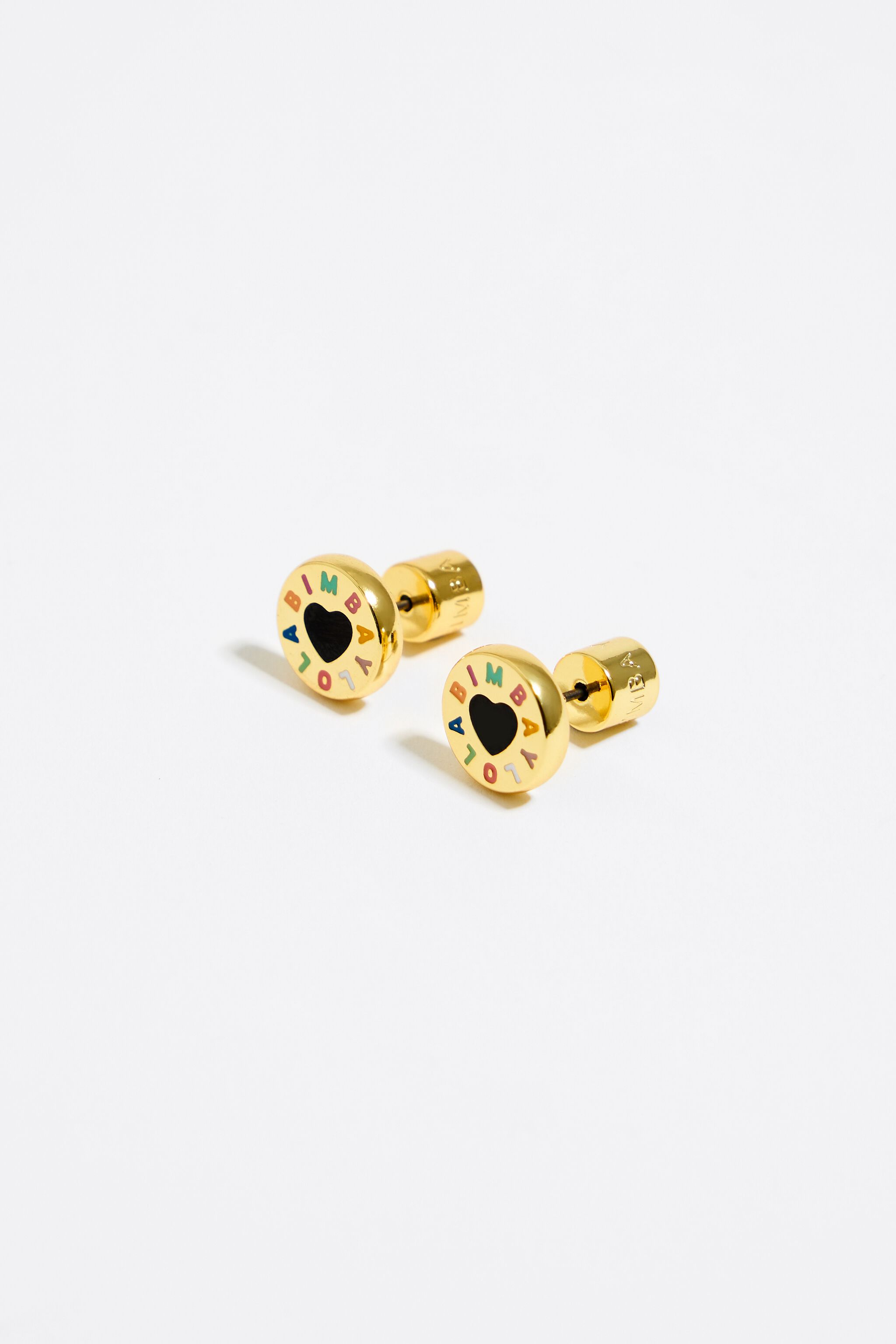 Golden heart logo earrings