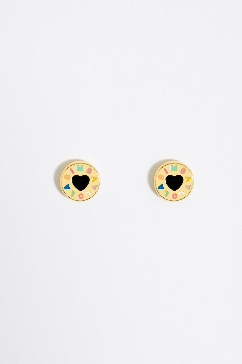 Golden heart logo earrings