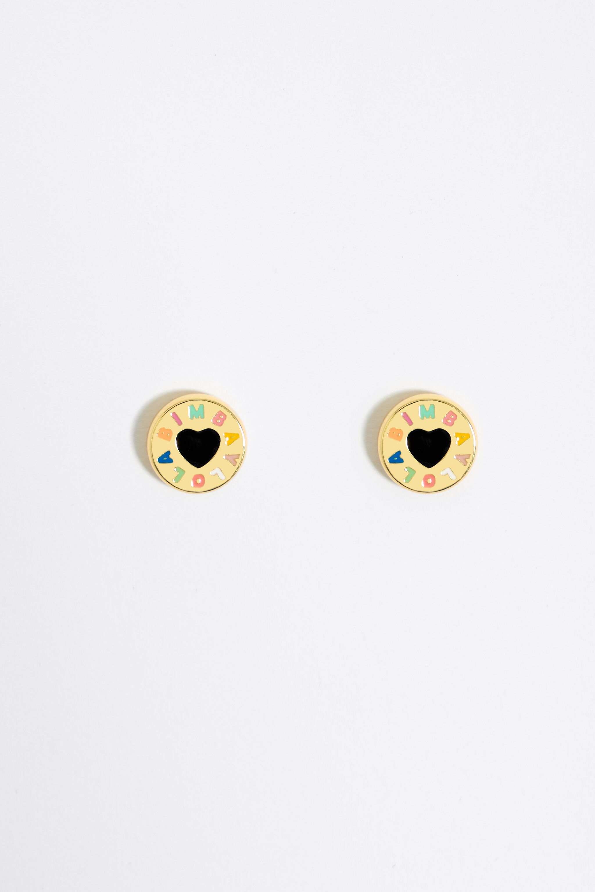 Golden heart logo earrings