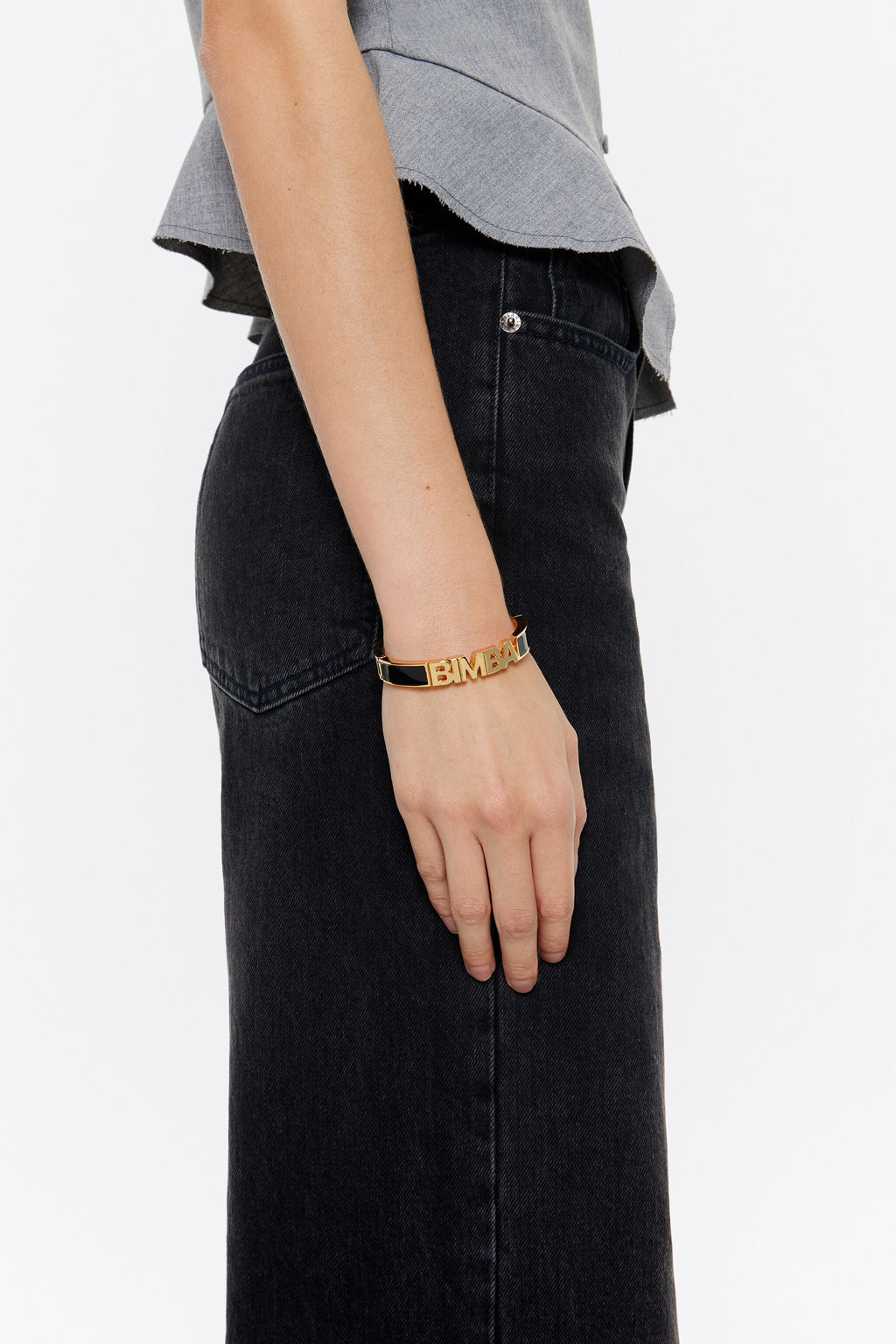 Black enamel logo bracelet