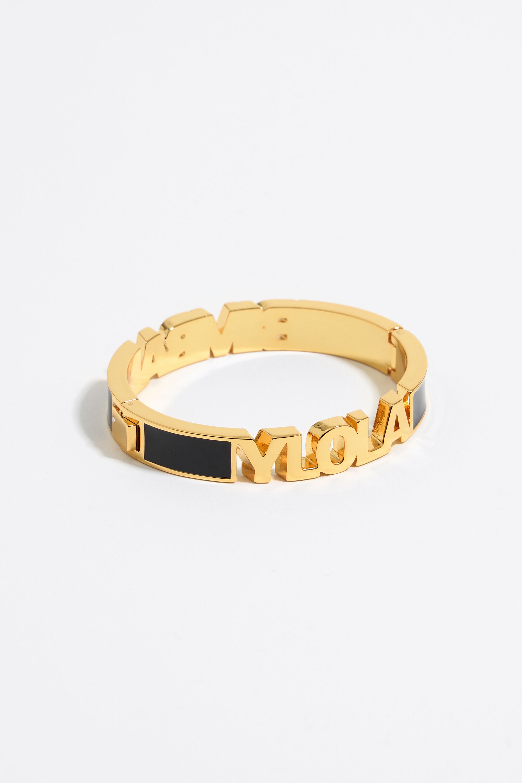 Black enamel logo bracelet