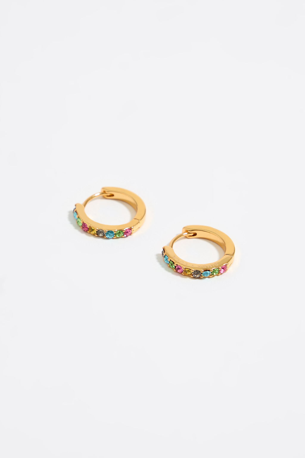 Golden hoop earrings with crystals
