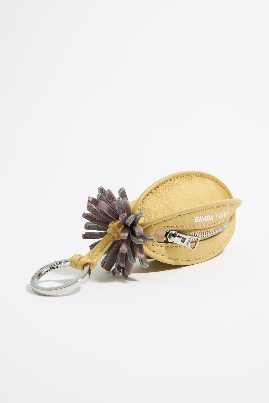 Yellow leather Pelota charm key ring