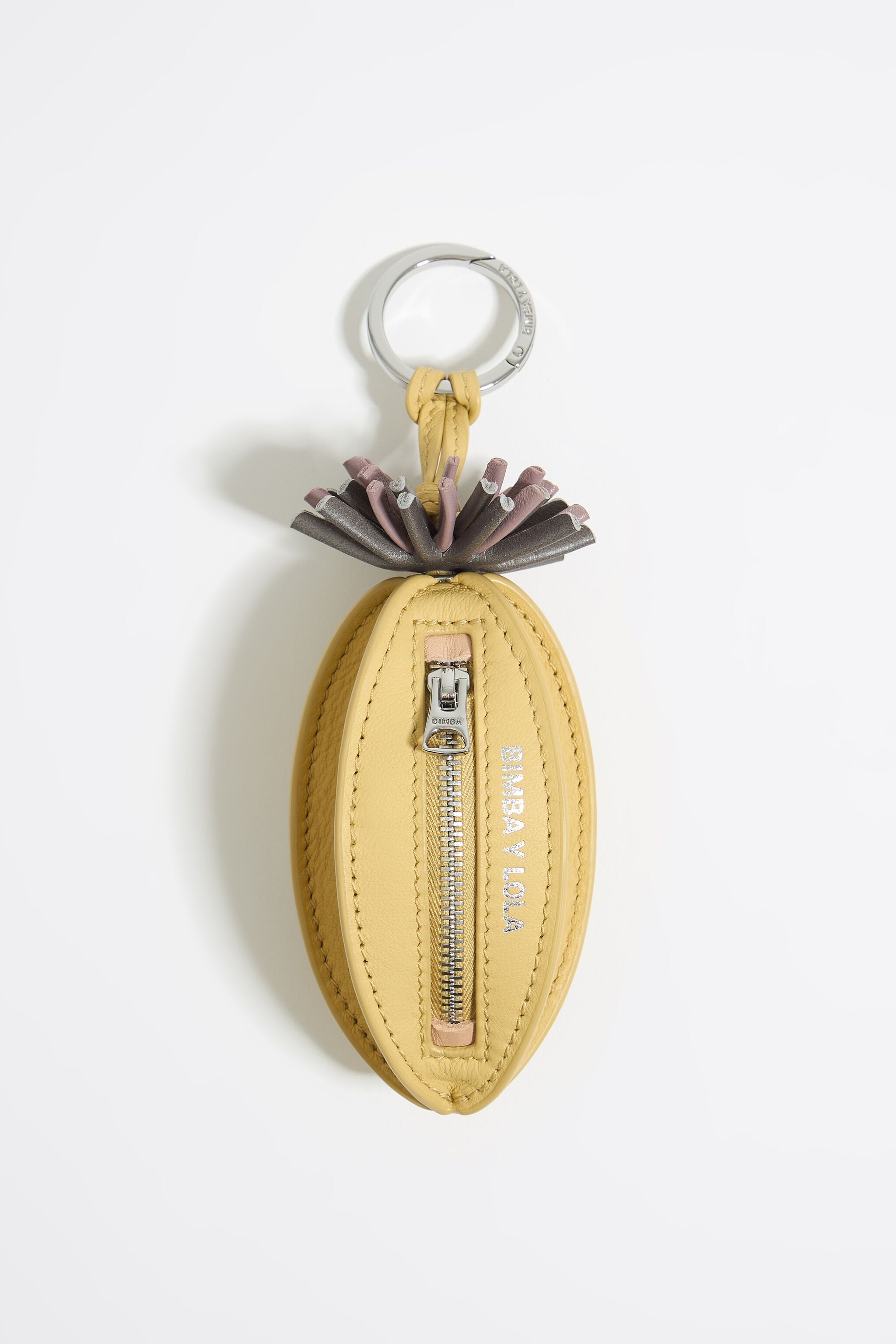 Yellow leather Pelota charm key ring