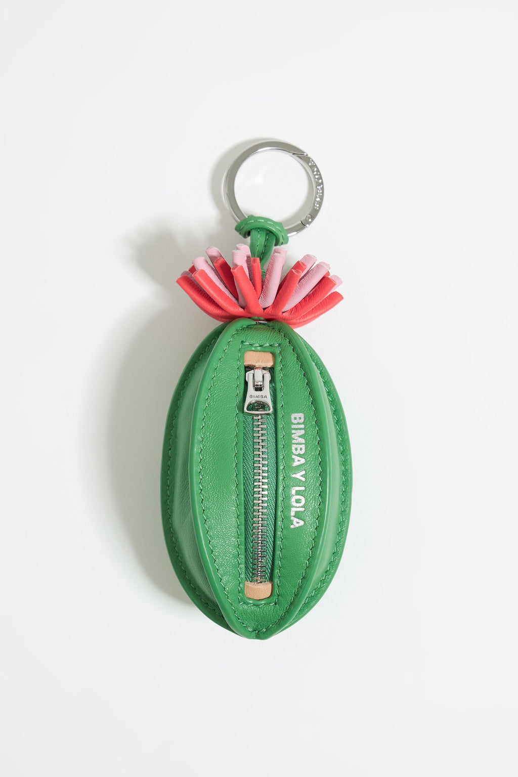 Green leather Pelota charm key ring