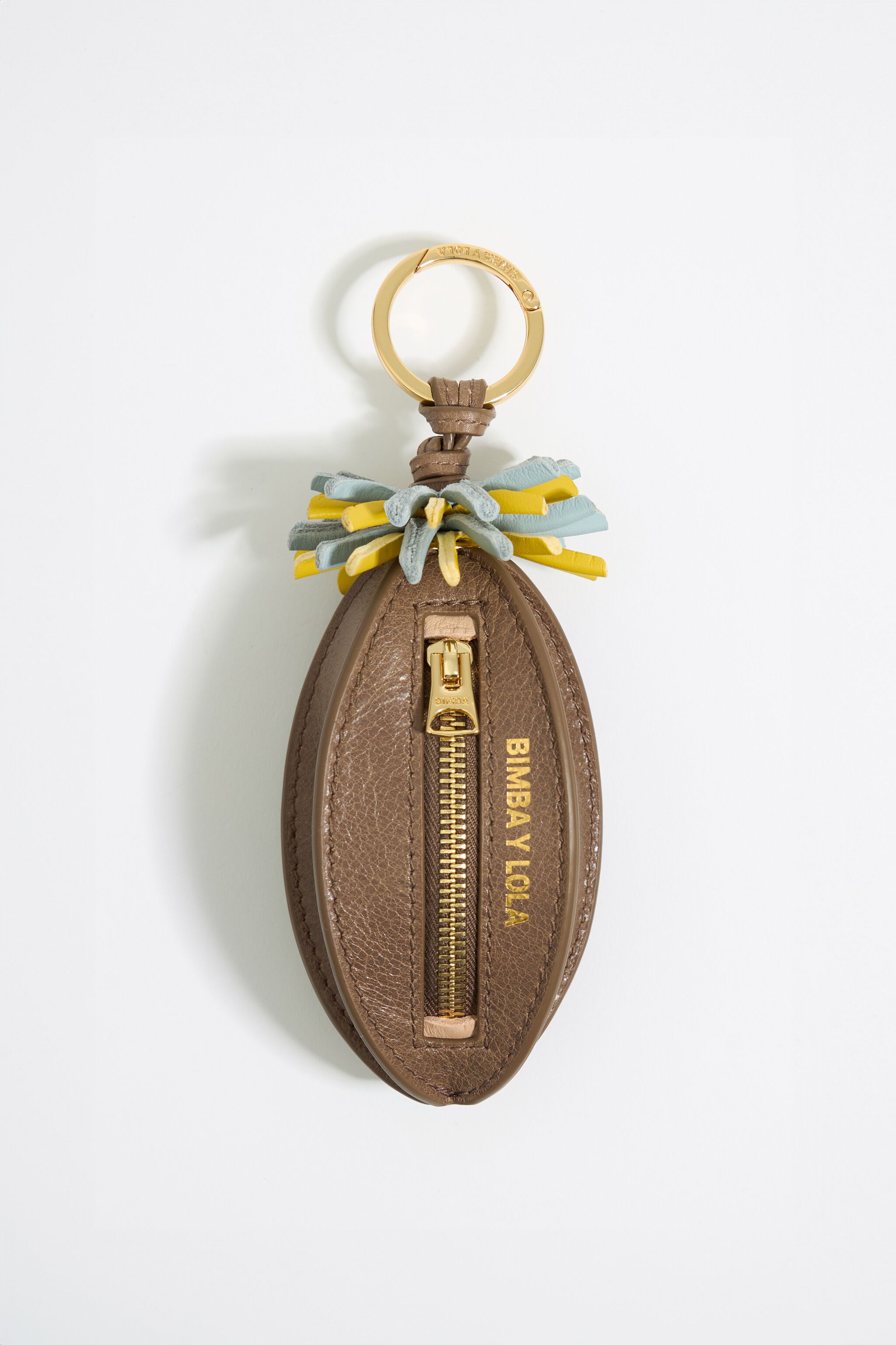 Brown leather ball charm key ring