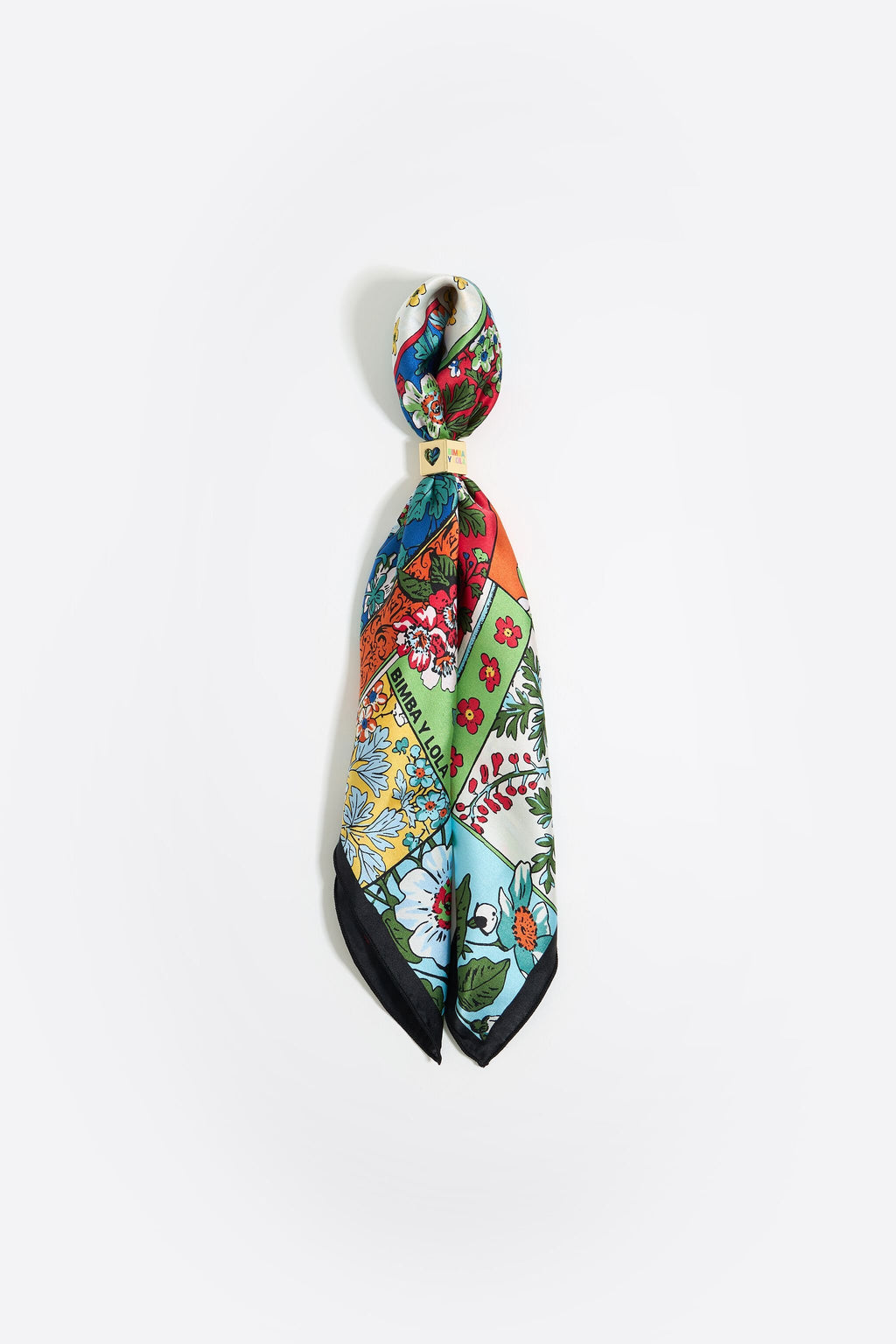 Floral patchwork and metal dice Charm scarf
