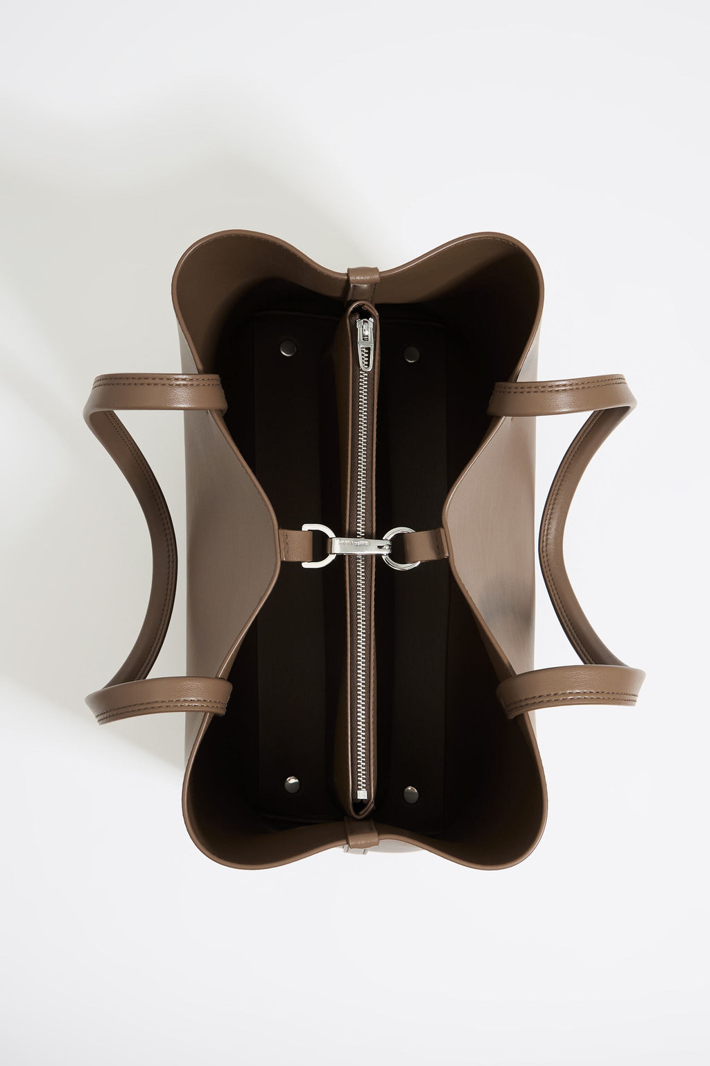 Large dark taupe leather Chihuahua shopper bag