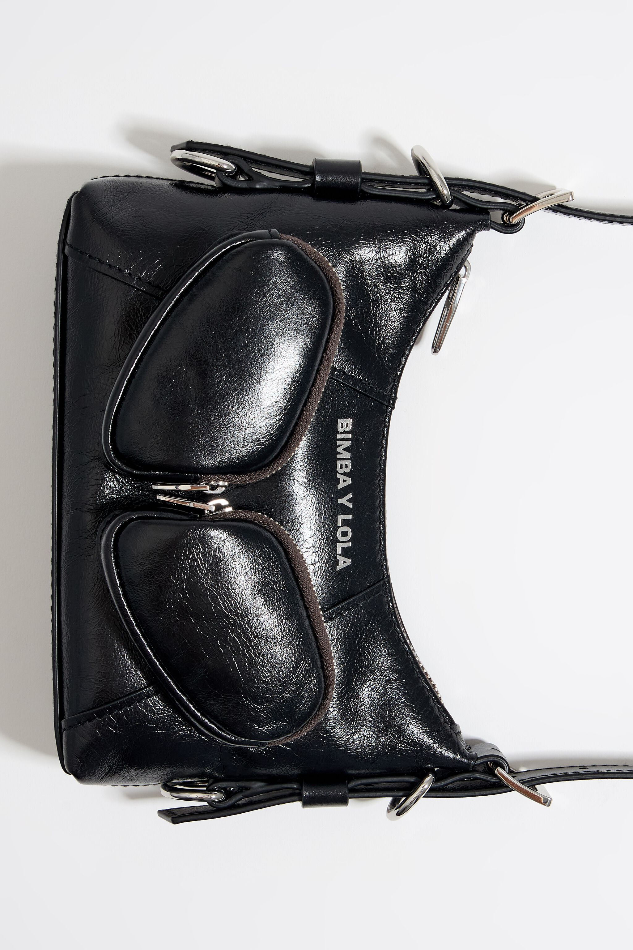 Mini black leather Pocket slouch bag