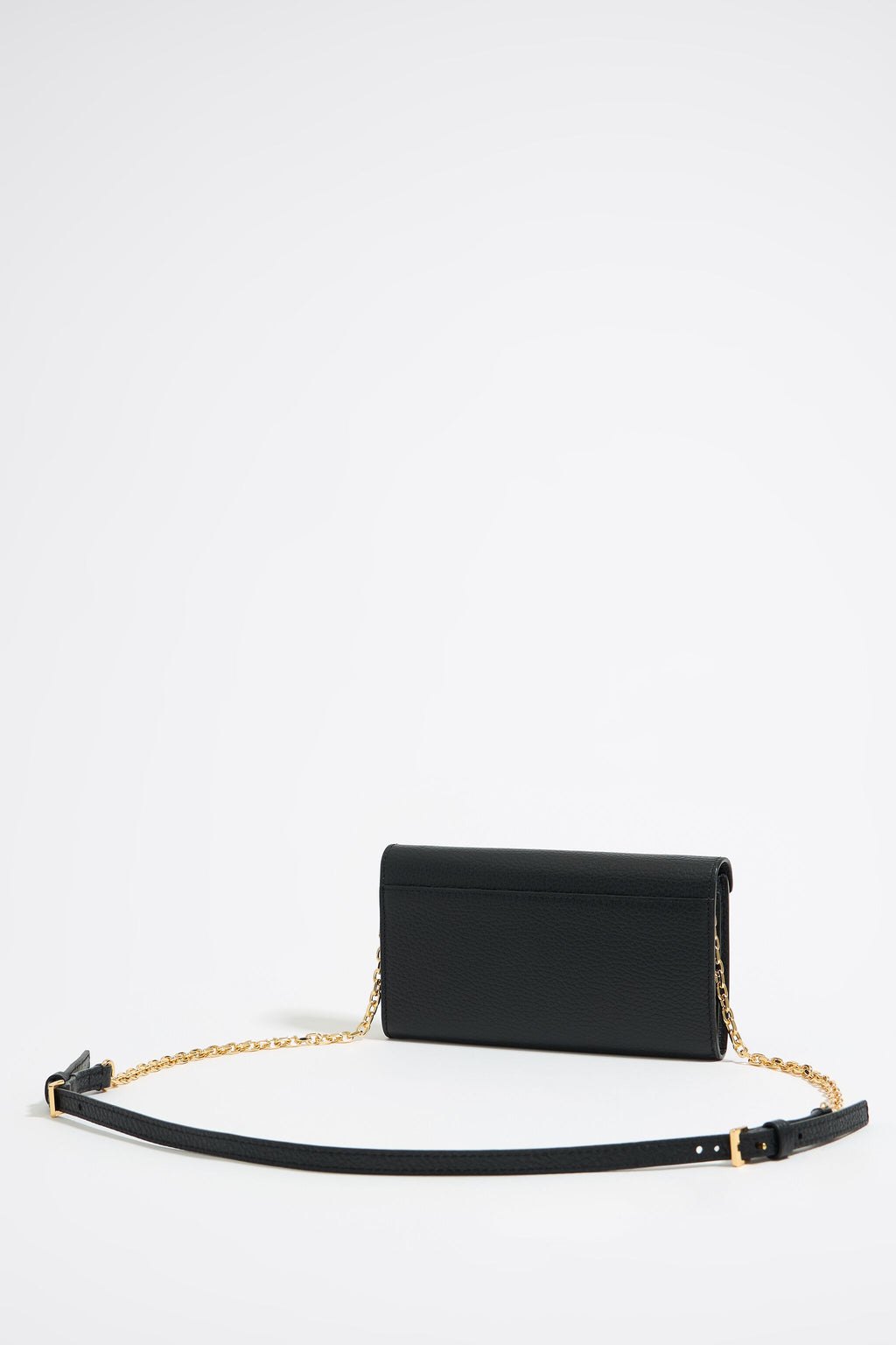 Mini black leather flap bag