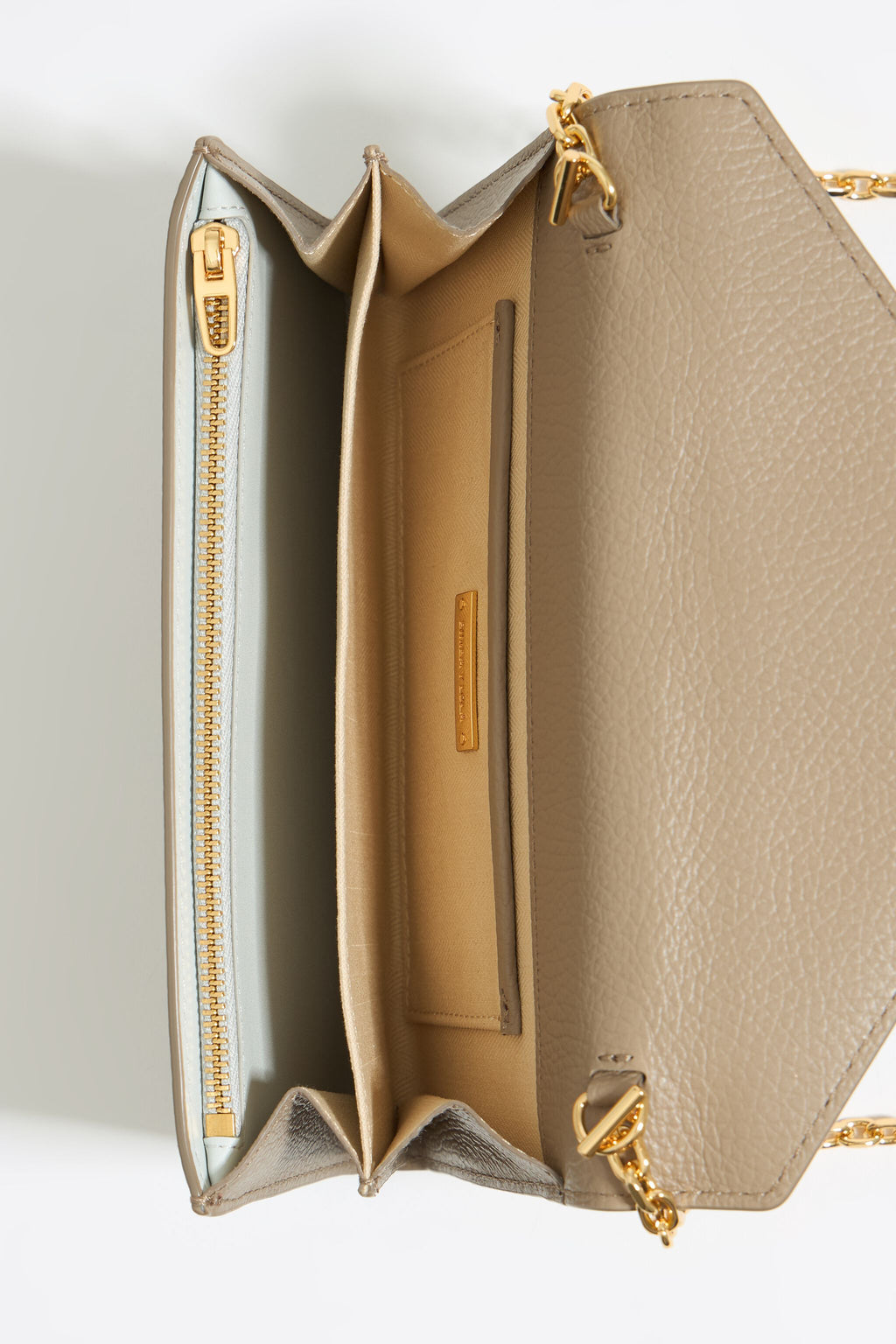 Taupe leather mini flap bag