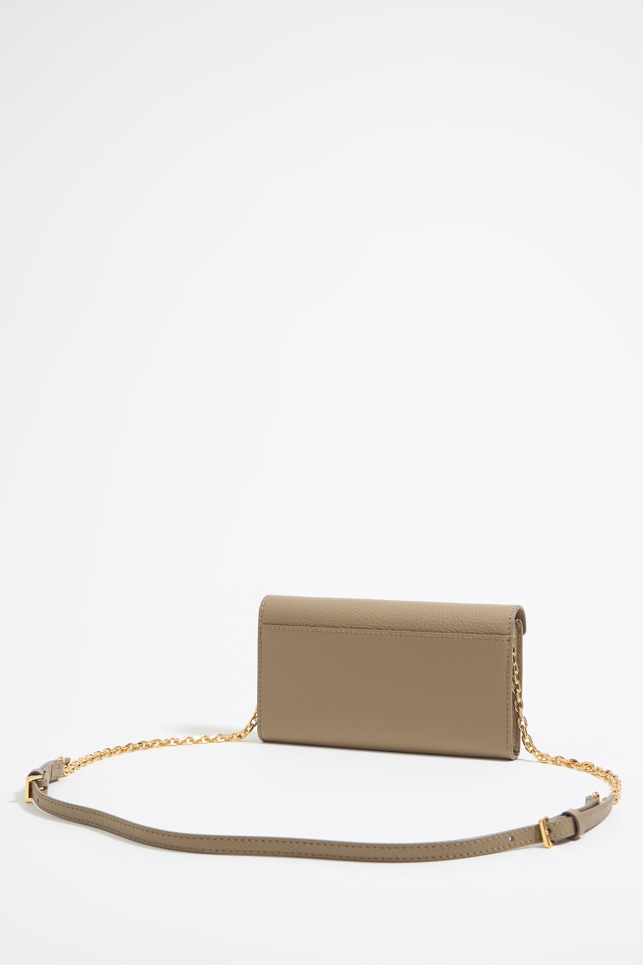 Taupe leather mini flap bag