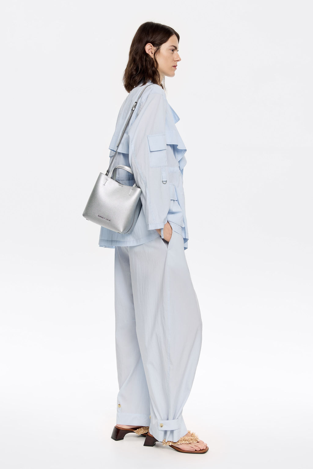 Small silver leather Chihuahua bag