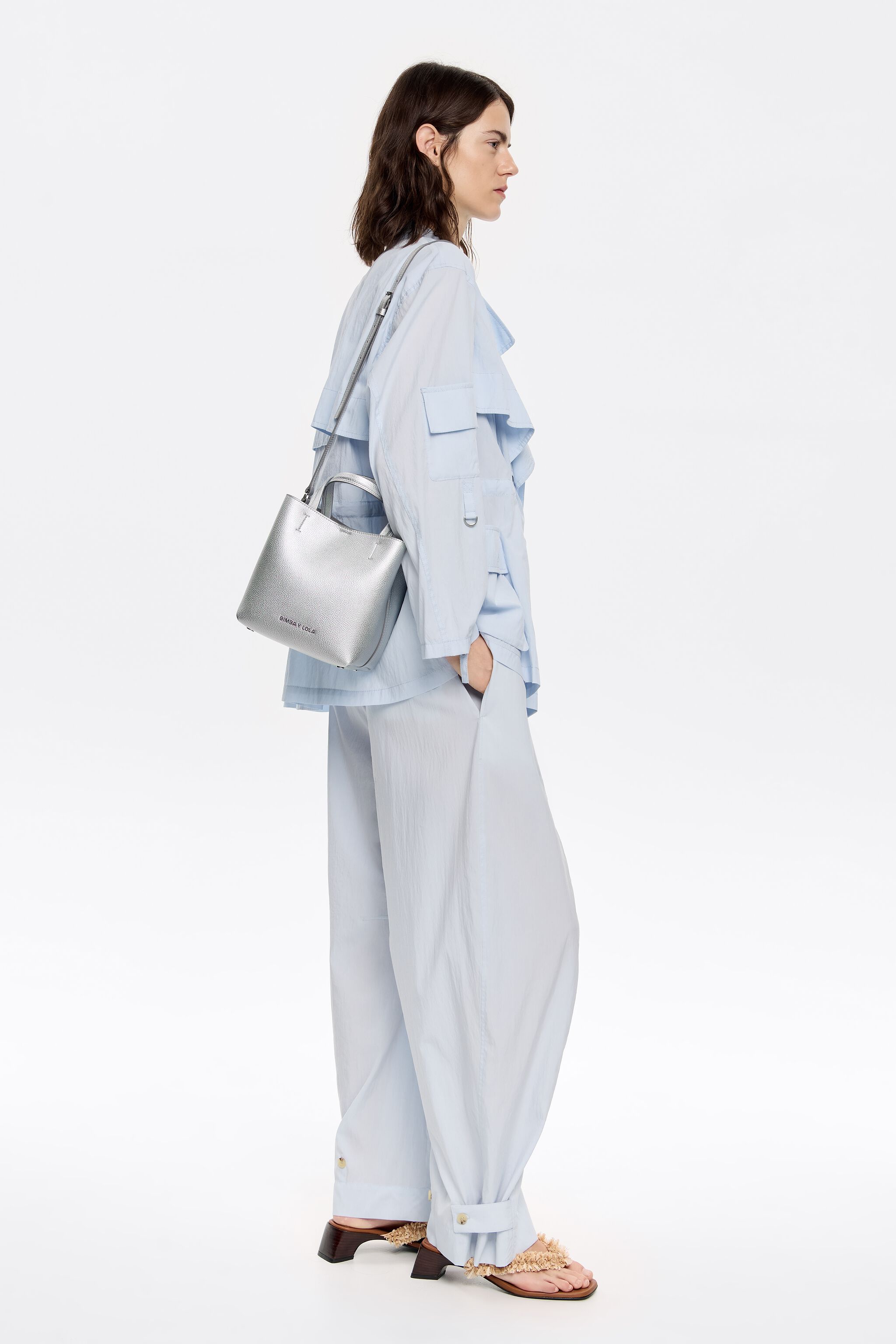 Small silver leather Chihuahua bag