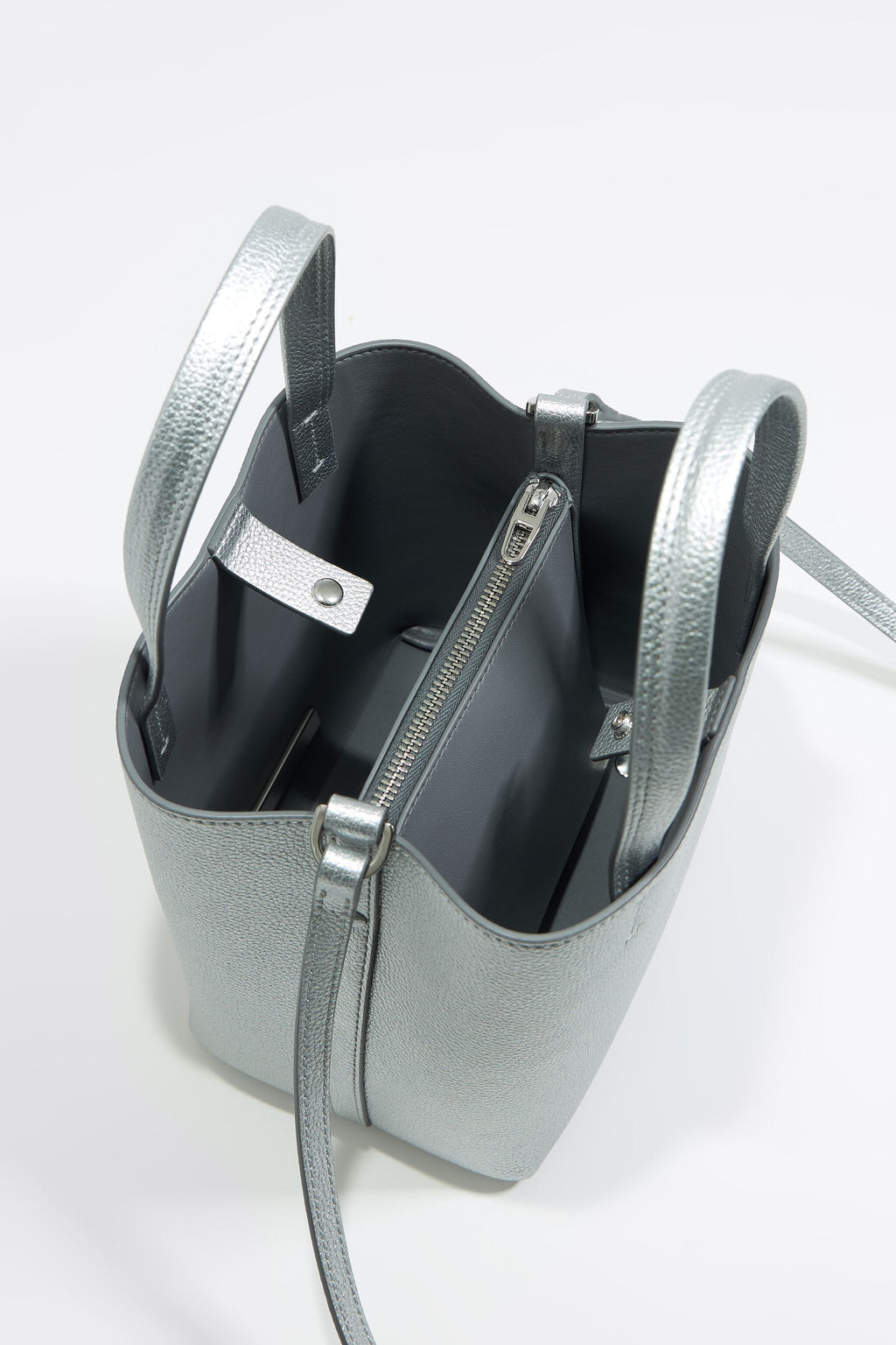 Small silver leather Chihuahua bag