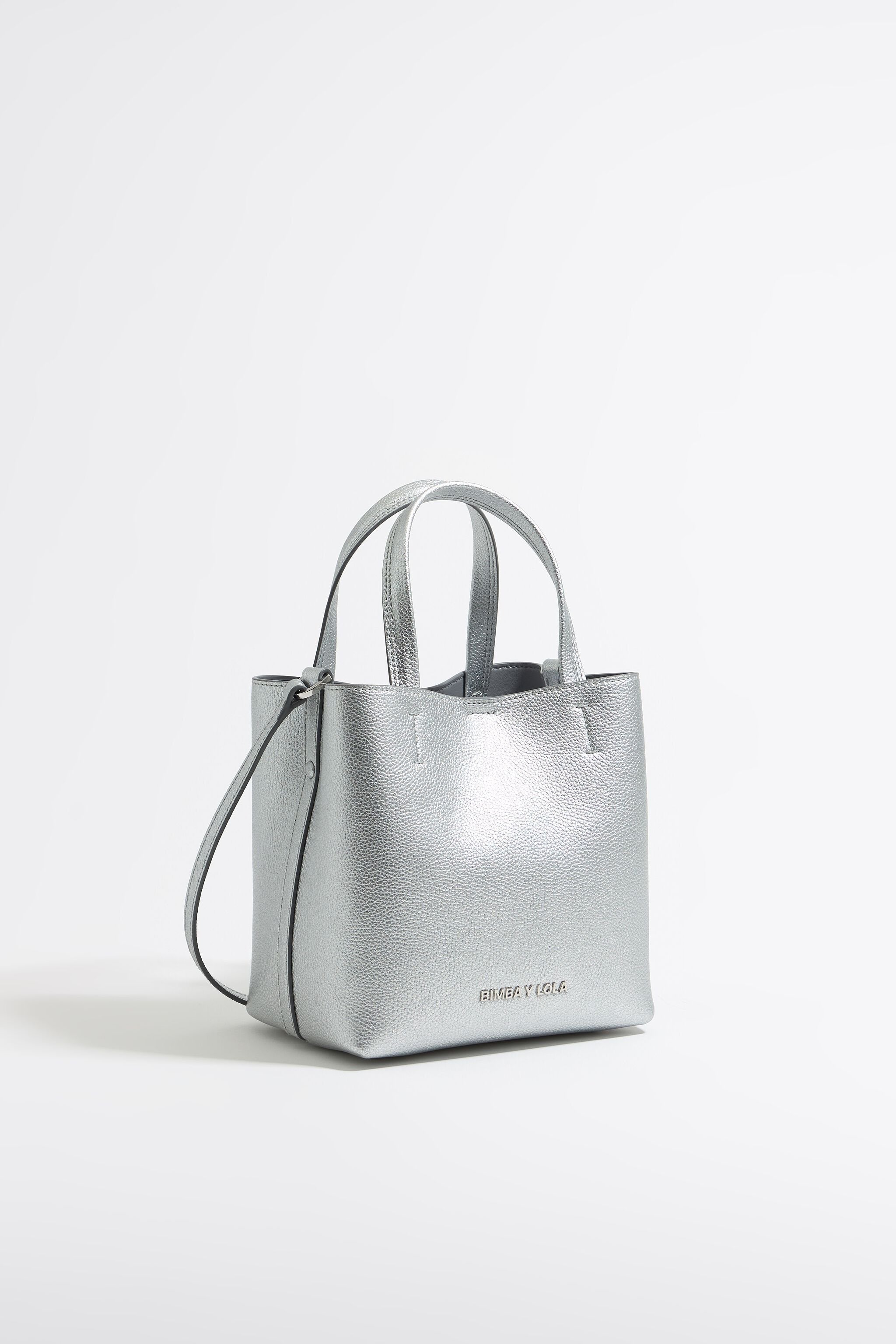 Small silver leather Chihuahua bag