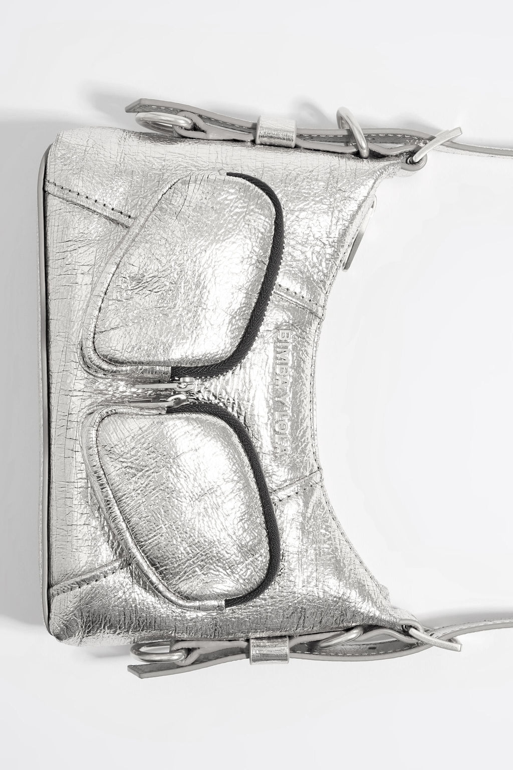 Mini silver leather Pocket slouch bag