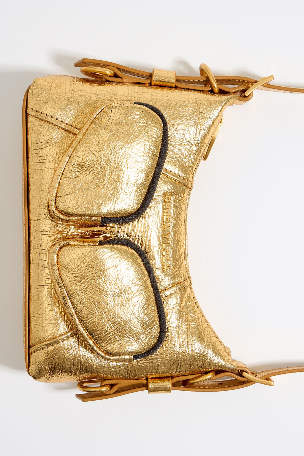 Mini gold leather Pocket slouch bag