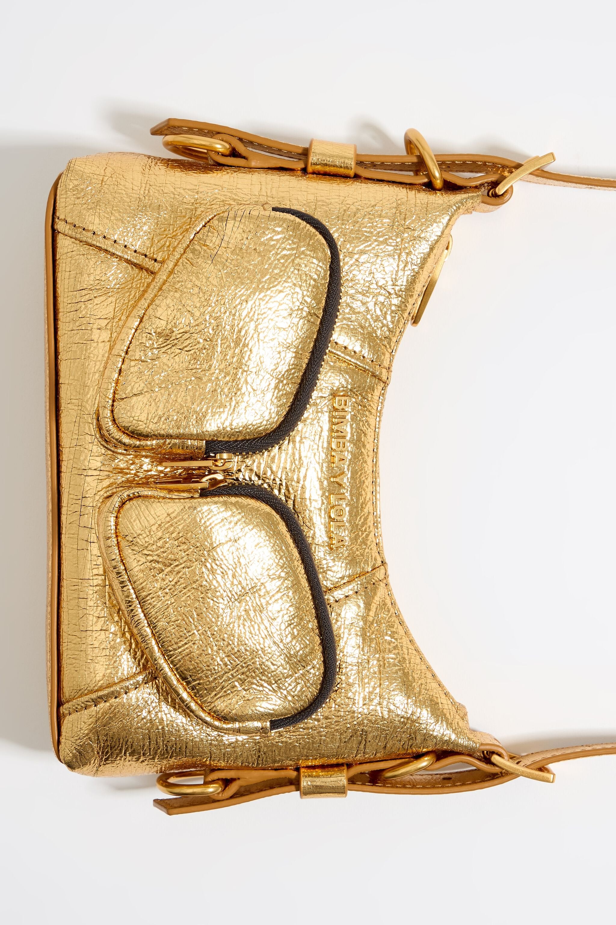 Mini gold leather Pocket slouch bag