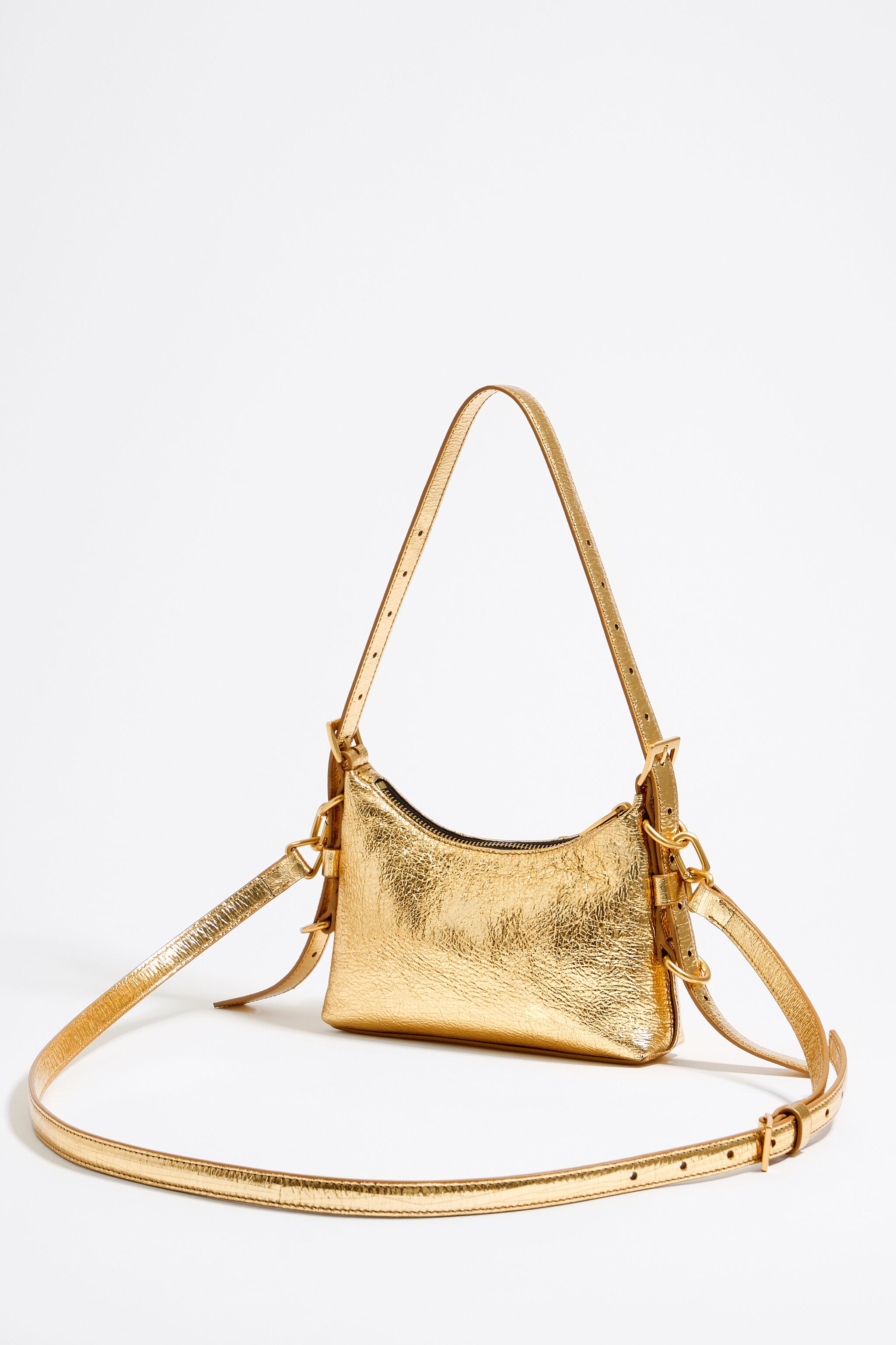 Mini gold leather Pocket slouch bag