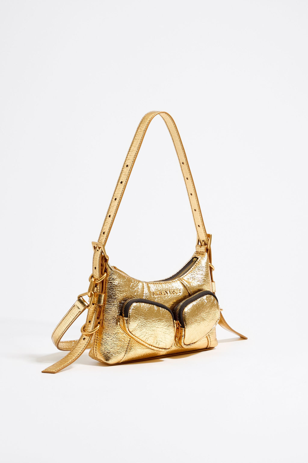 Mini gold leather Pocket slouch bag