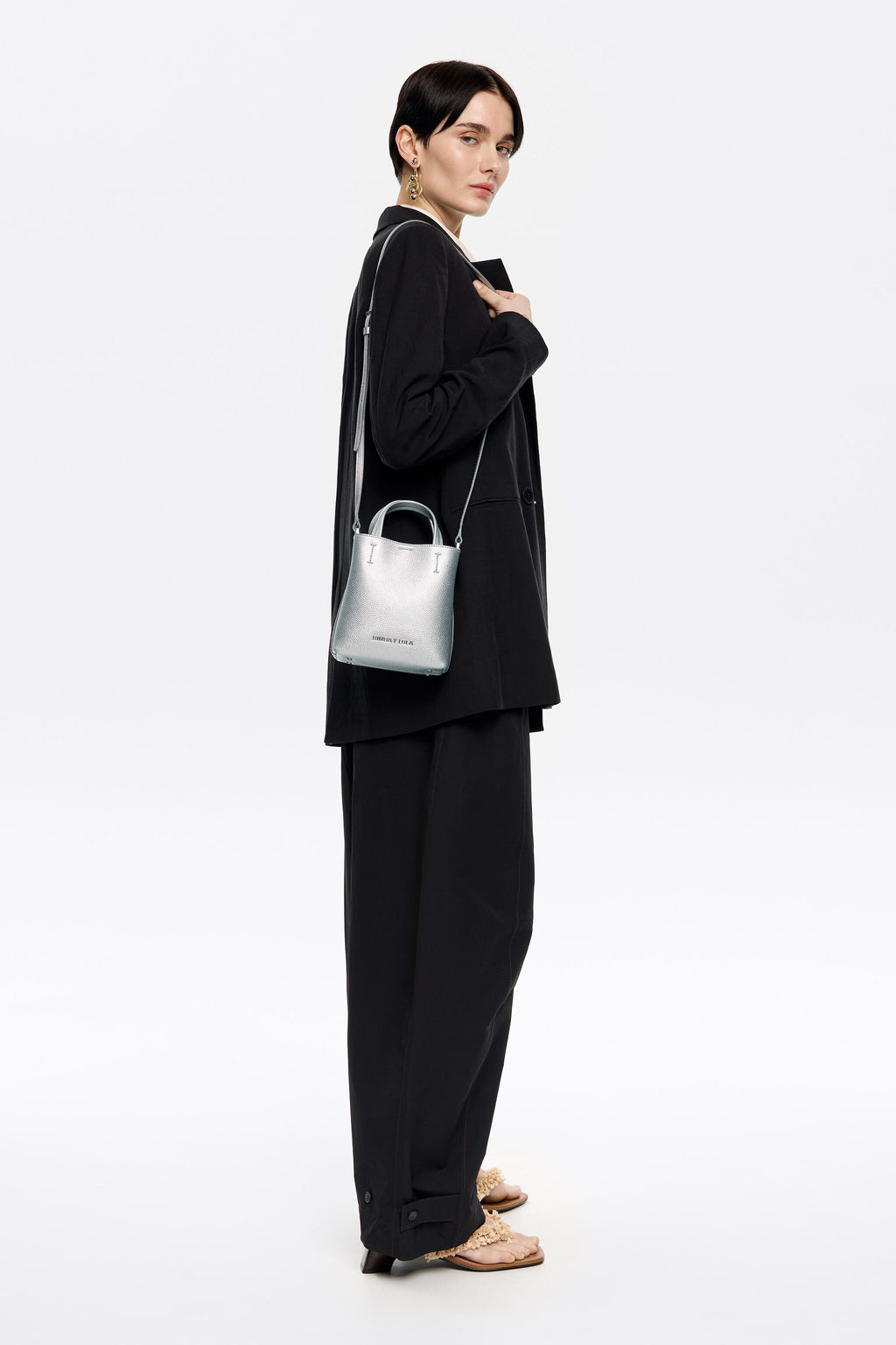 Mini silver leather Chihuahua bag