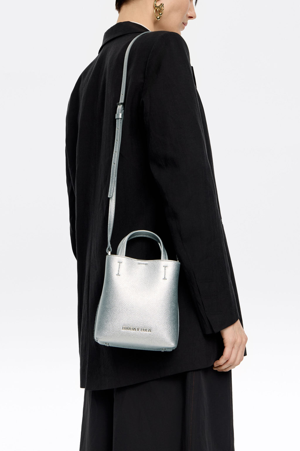 Mini silver leather Chihuahua bag