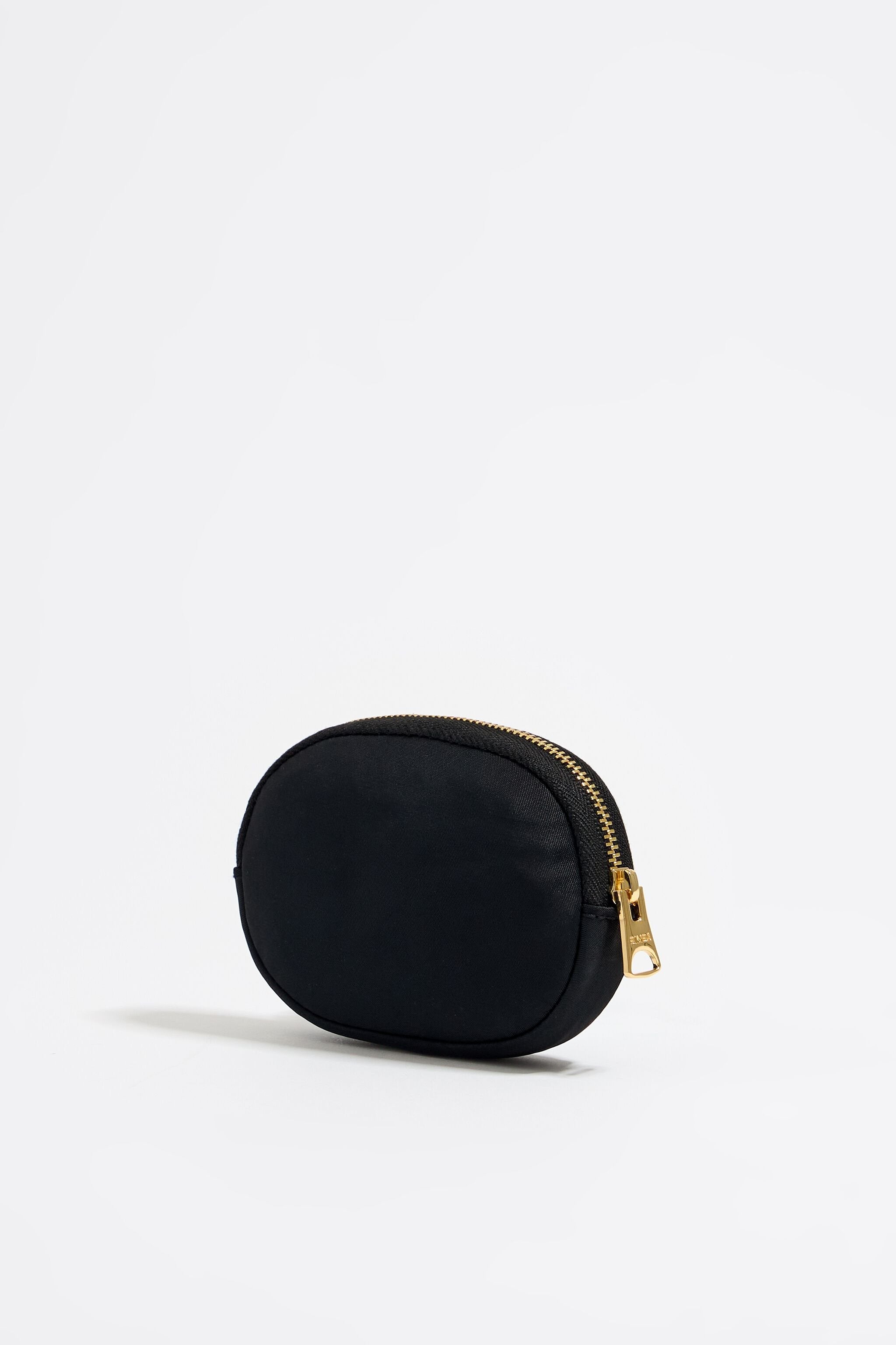 Black nylon oval coin purse