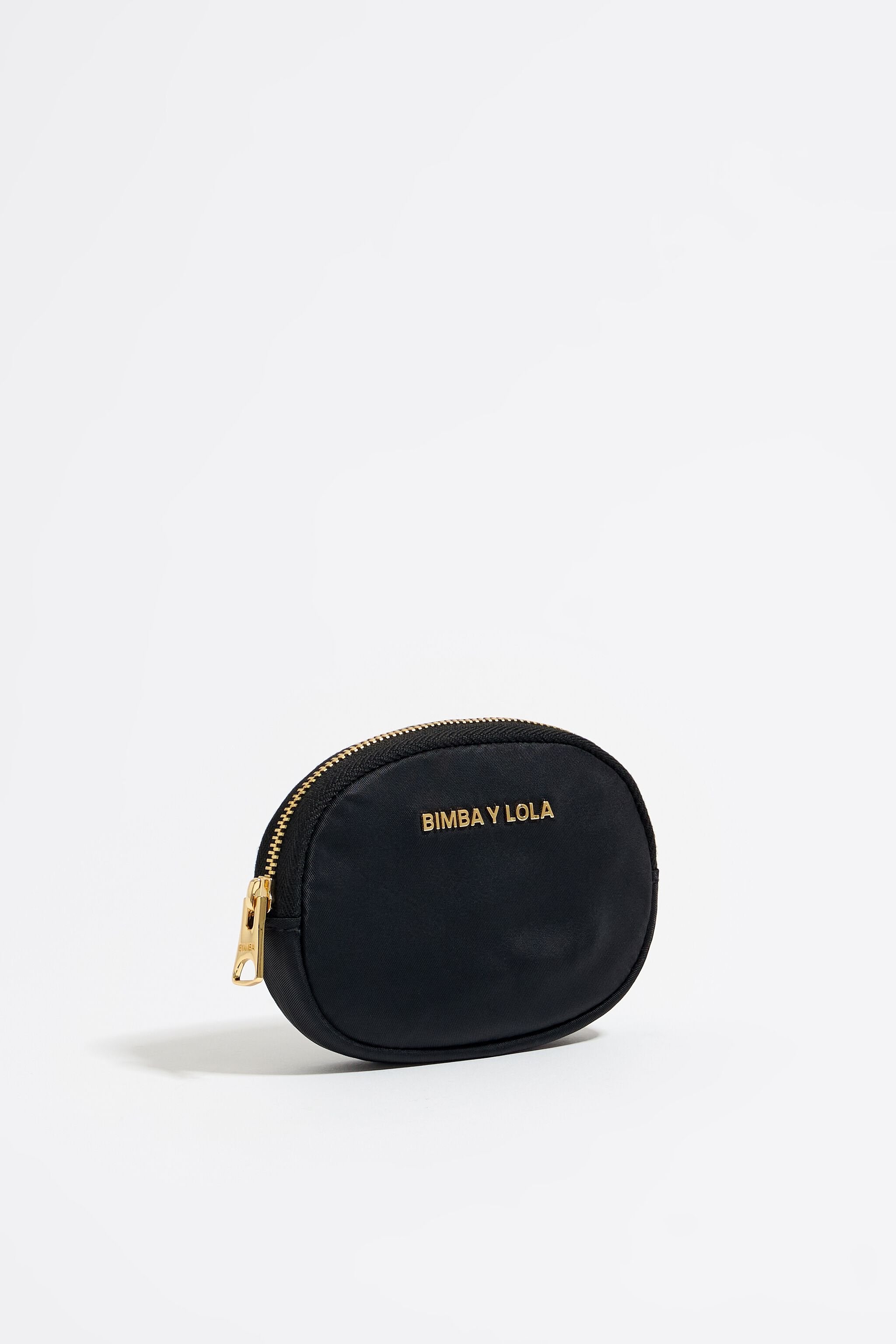 Black nylon oval coin purse