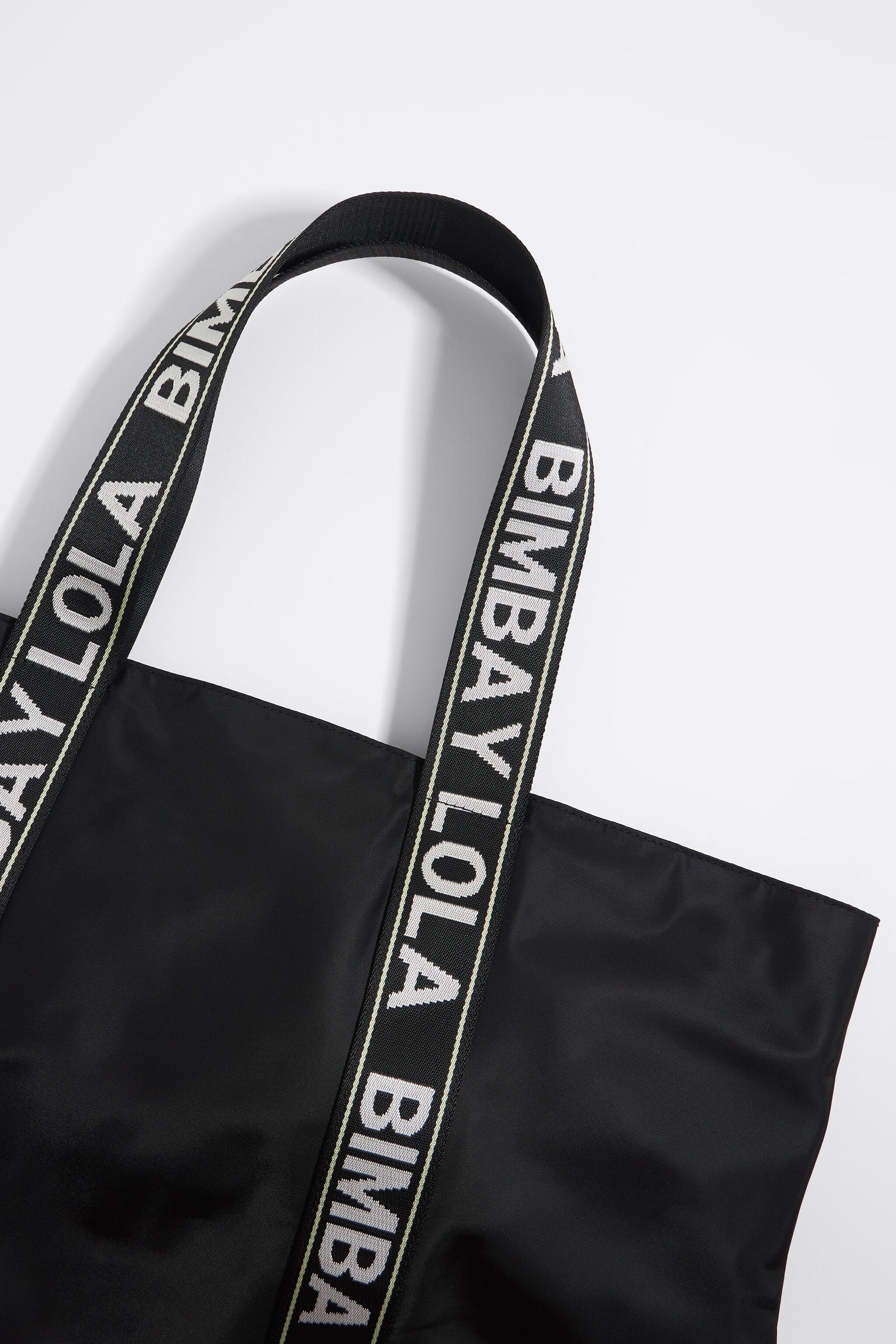 Black nylon maxi shopper bag