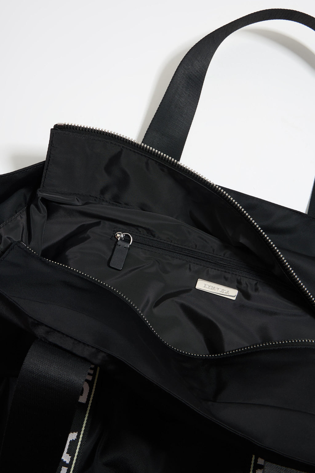 Black nylon maxi shopper bag