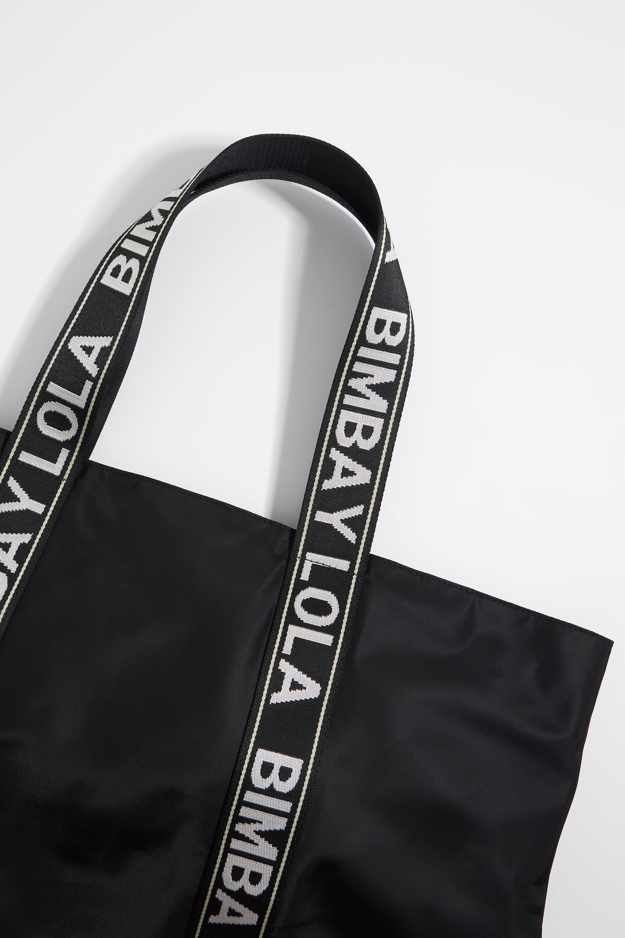 Black nylon maxi shopper bag